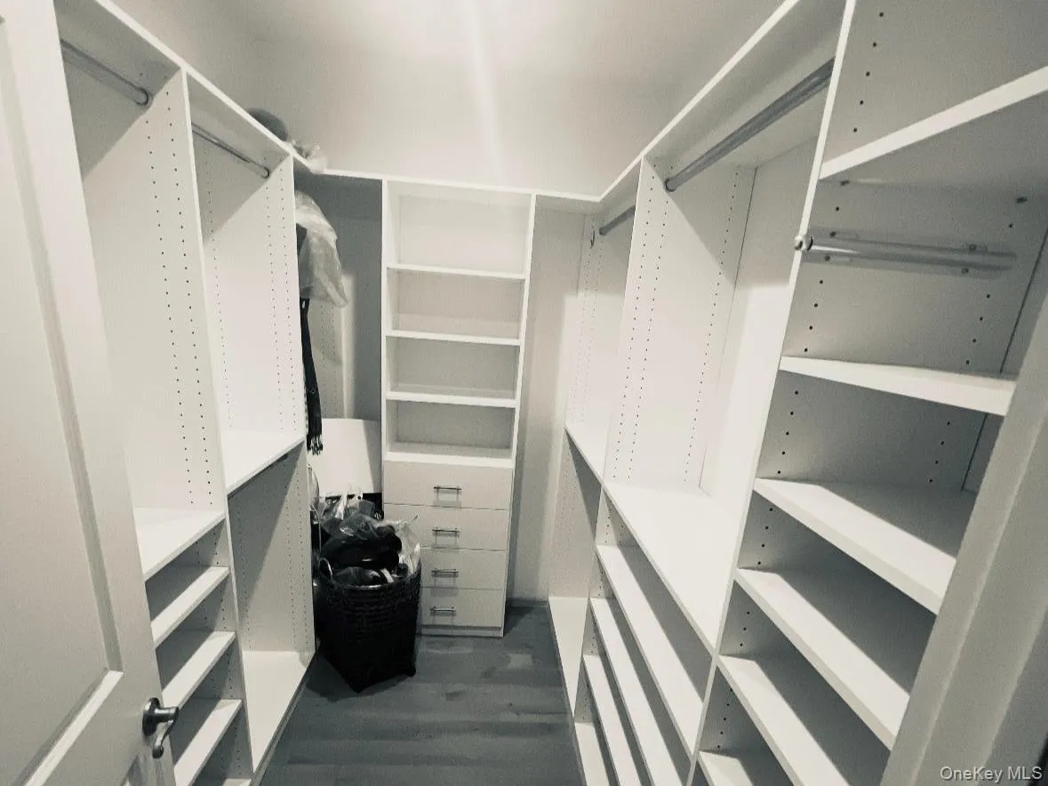 Spacious closet featuring dark wood-style floors Spacious closet featuring dark wood-style floors
