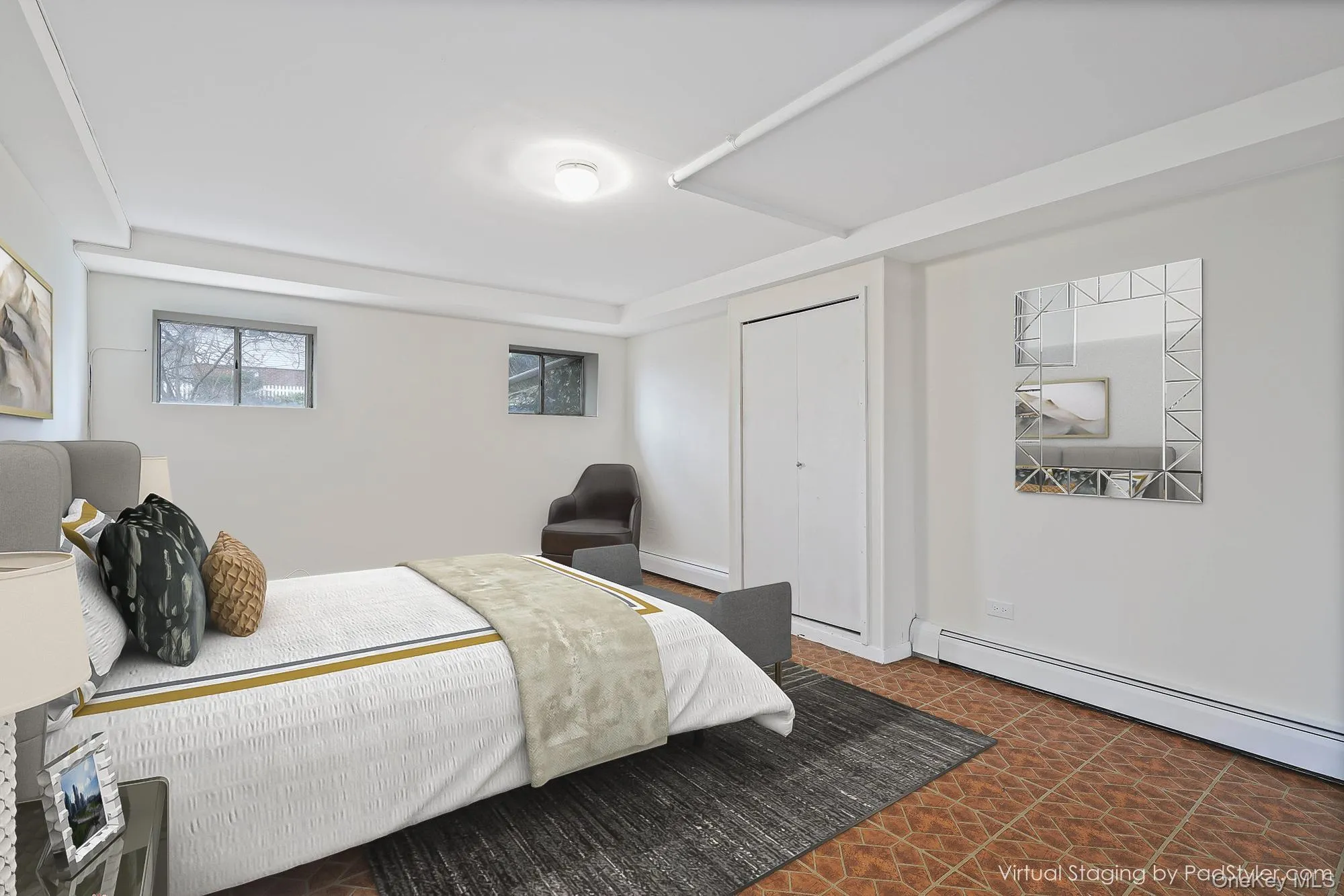 Virtually staged lower level bedroom Virtually staged lower level bedroom