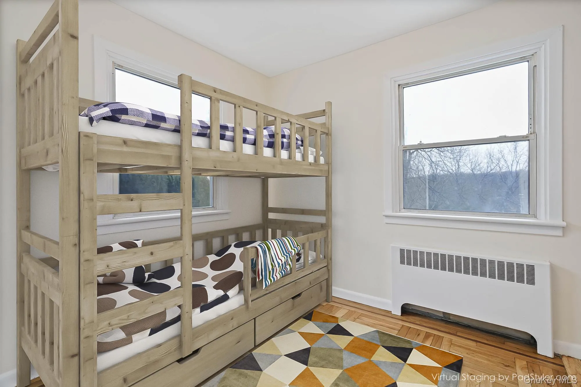 Virtually Staged as a kids bedroom with bunkbeds Virtually Staged as a kids bedroom with bunkbeds