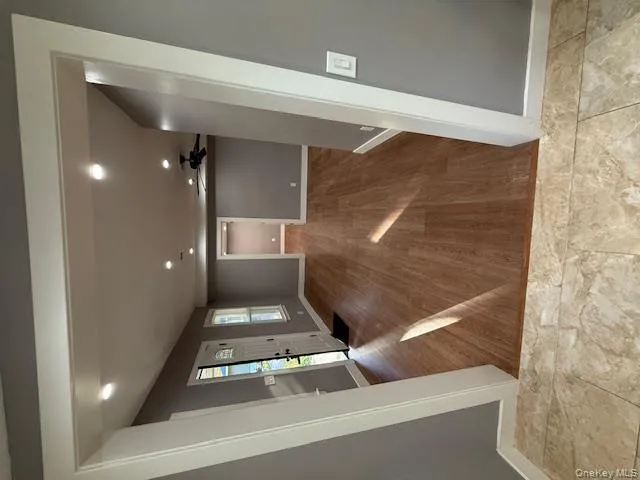 Entryway featuring recessed lighting, light wood-type flooring, and ceiling fan Entryway featuring recessed lighting, light wood-type flooring, and ceiling fan