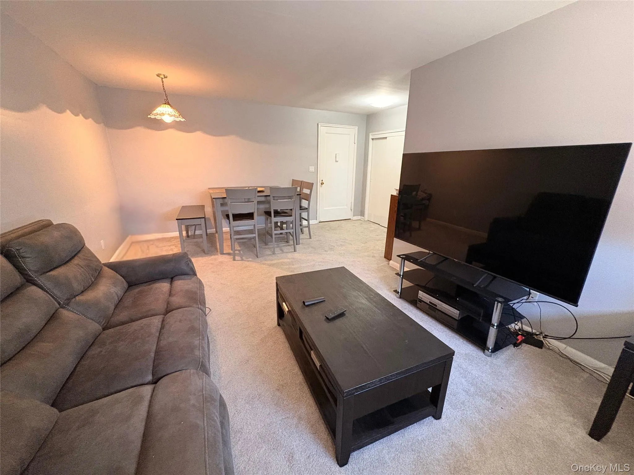 Living area featuring carpet and baseboards Living area featuring carpet and baseboards