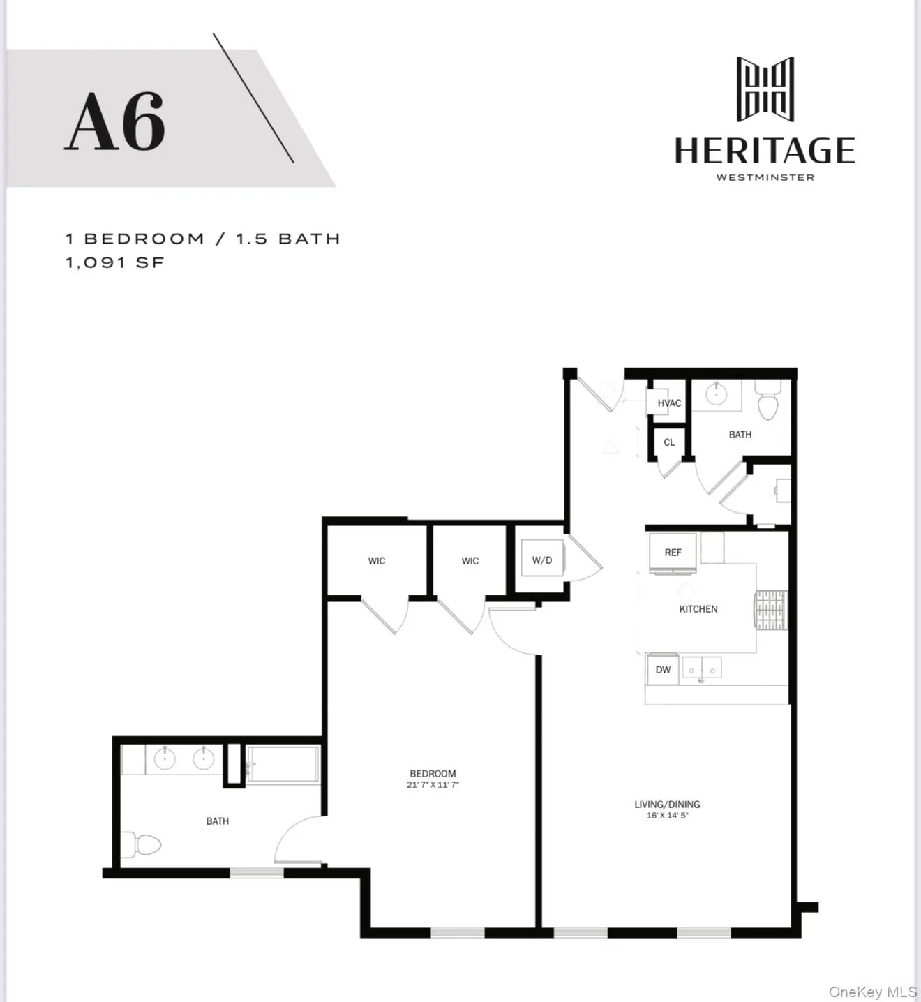 A6- ONE BEDROOM, 1.5 BATHROOMS approx 1091 sq ft A6- ONE BEDROOM, 1.5 BATHROOMS approx 1091 sq ft