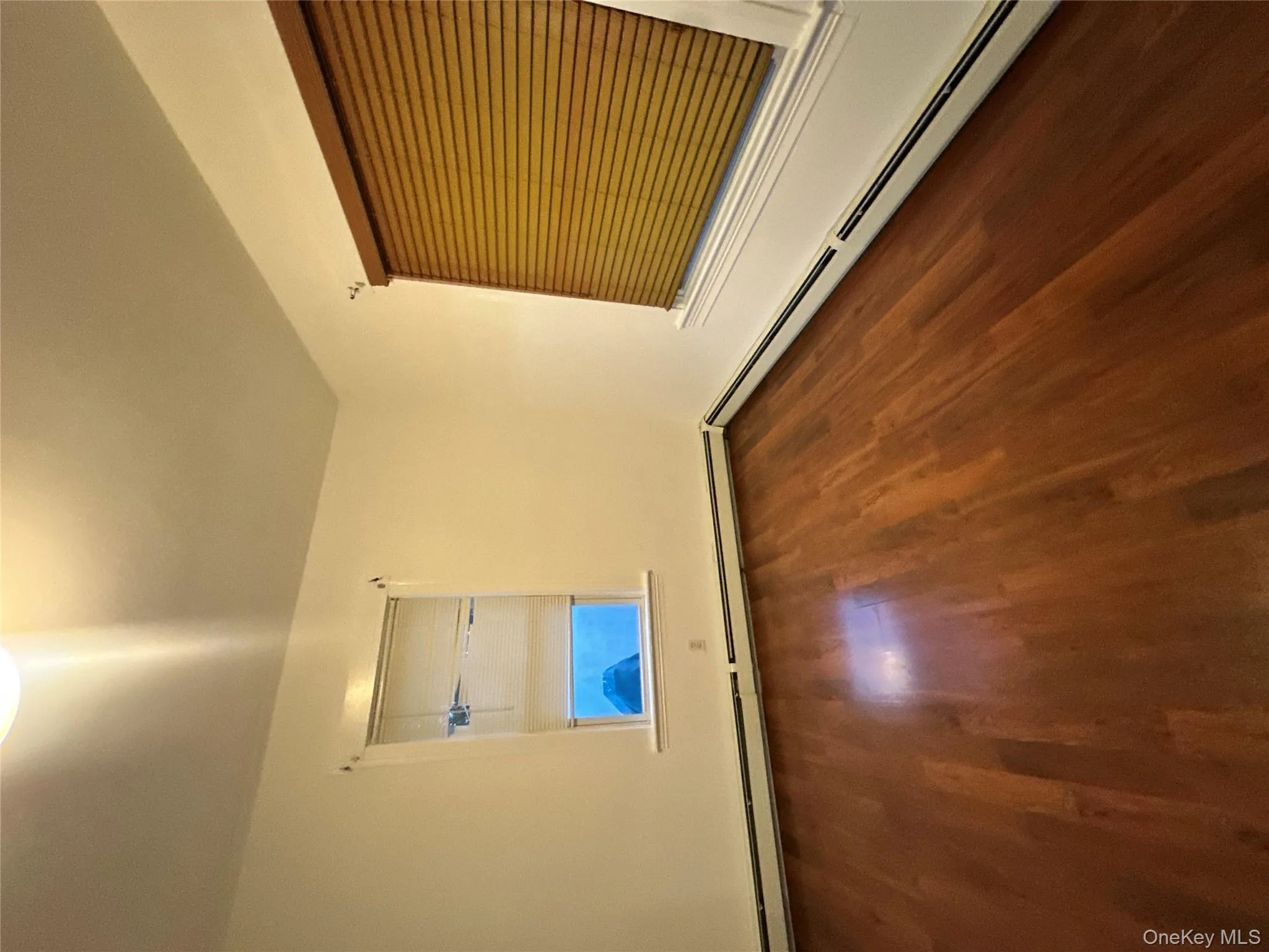 Spare room with a baseboard radiator and dark wood-type flooring Spare room with a baseboard radiator and dark wood-type flooring
