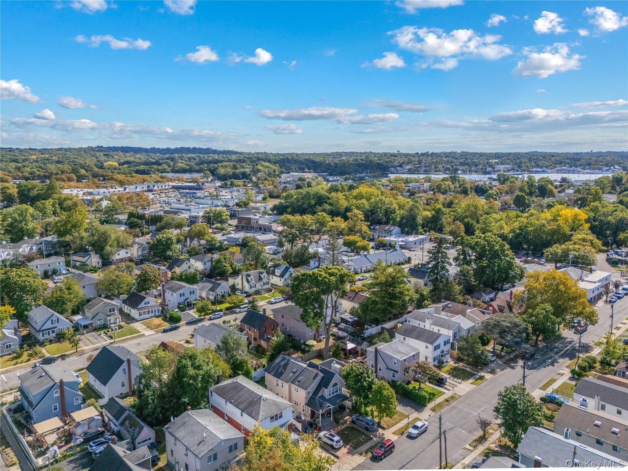 Aerial perspective of suburban area Aerial perspective of suburban area