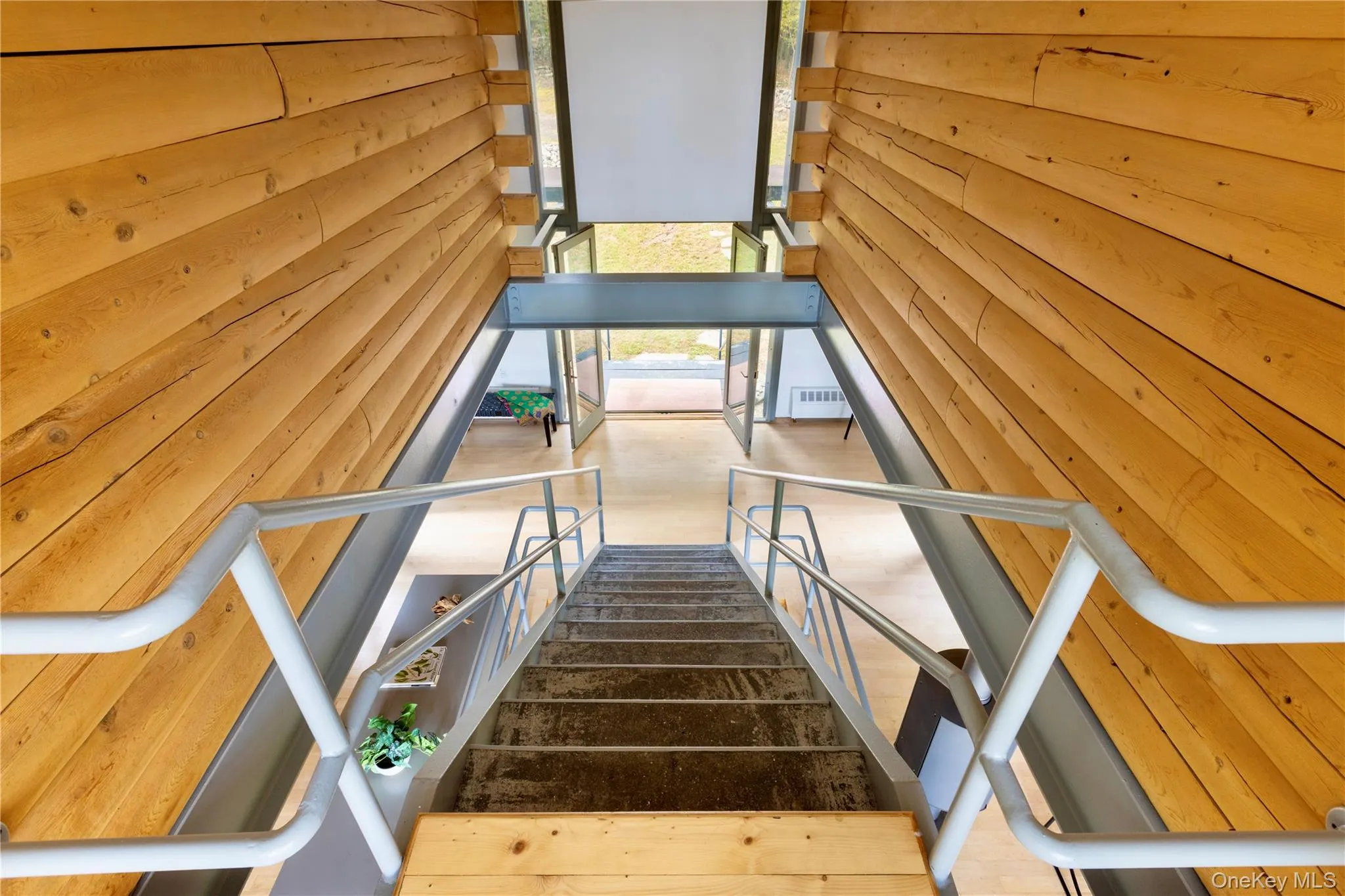 Staircase with wooden walls Staircase with wooden walls
