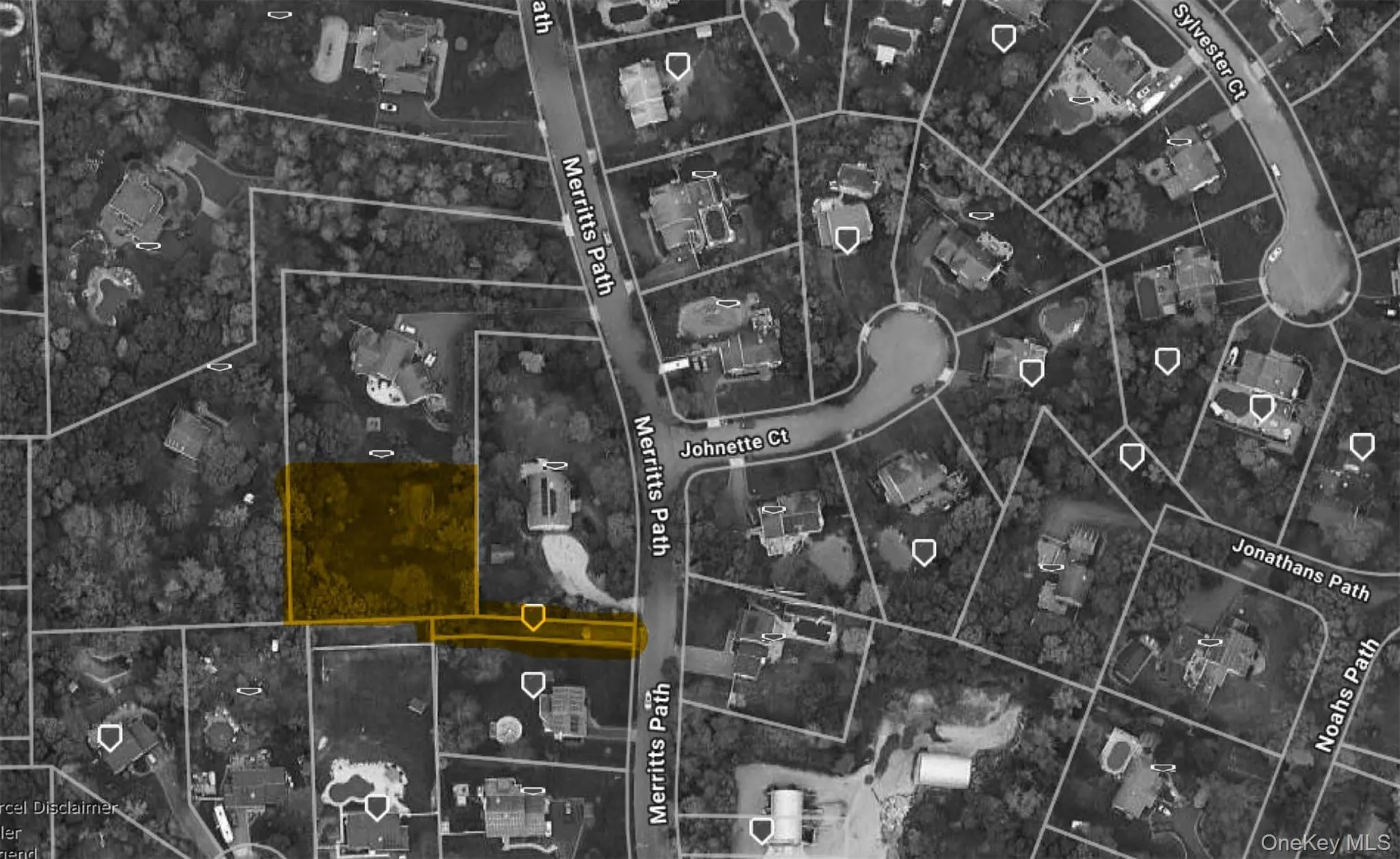 Aerial map of property and surrounding area with property boundaries highlighted Aerial map of property and surrounding area with property boundaries highlighted