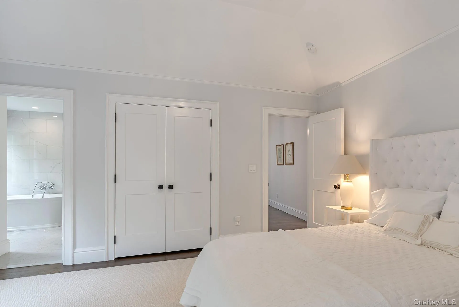 Bedroom featuring a closet, light wood finished floors, and ensuite bath Bedroom featuring a closet, light wood finished floors, and ensuite bath