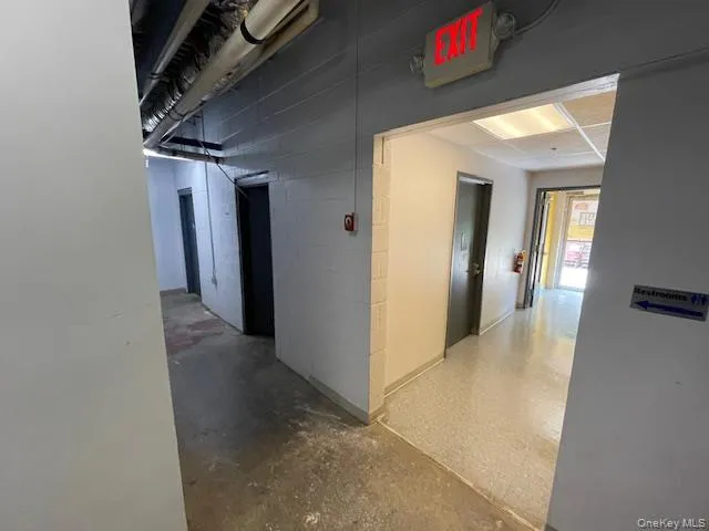 Hall with concrete block wall Hall with concrete block wall