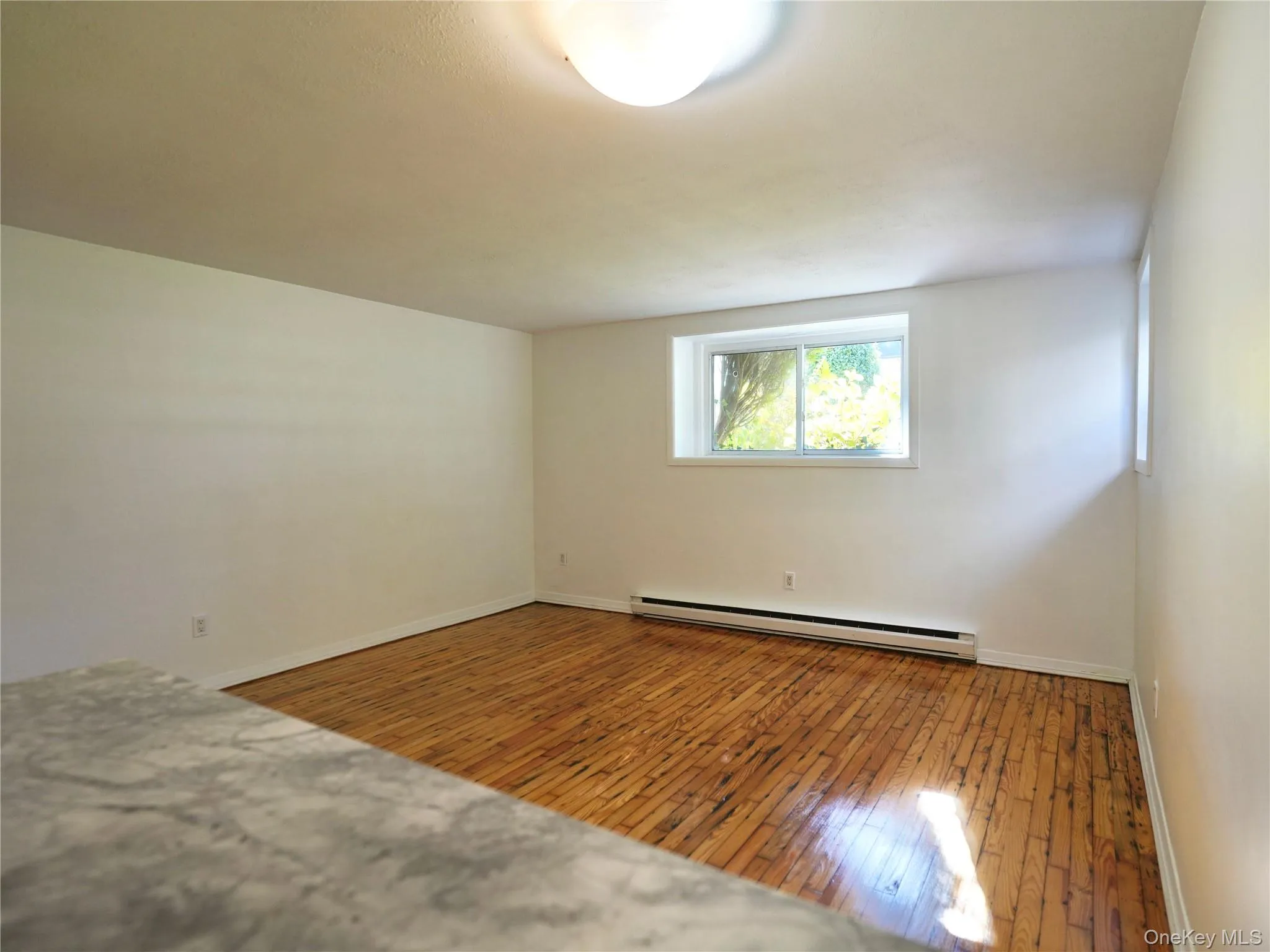 Spare room with wood-type flooring and baseboard heating Spare room with wood-type flooring and baseboard heating