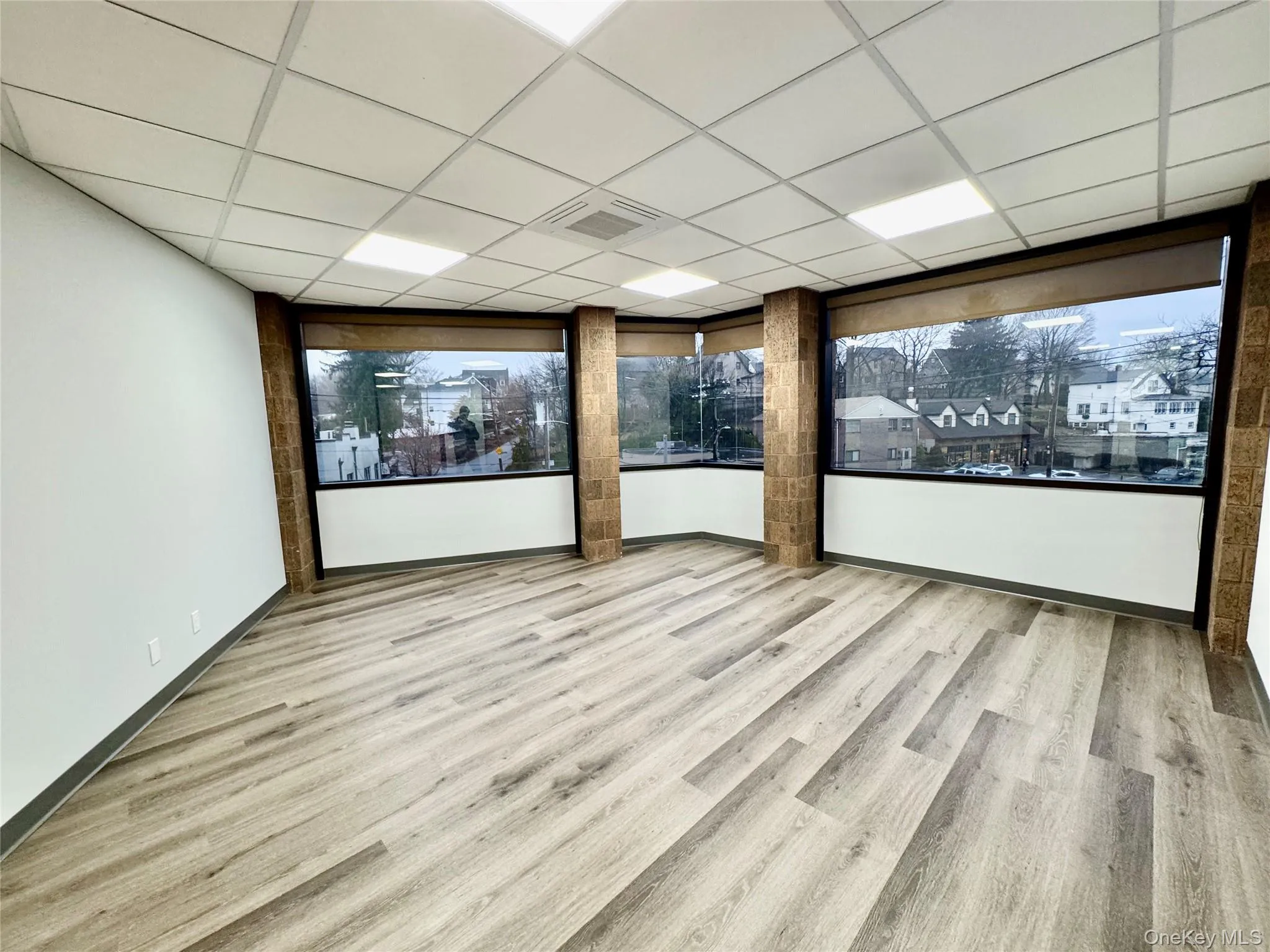 Cinema room featuring a paneled ceiling and light wood-style flooring Cinema room featuring a paneled ceiling and light wood-style flooring