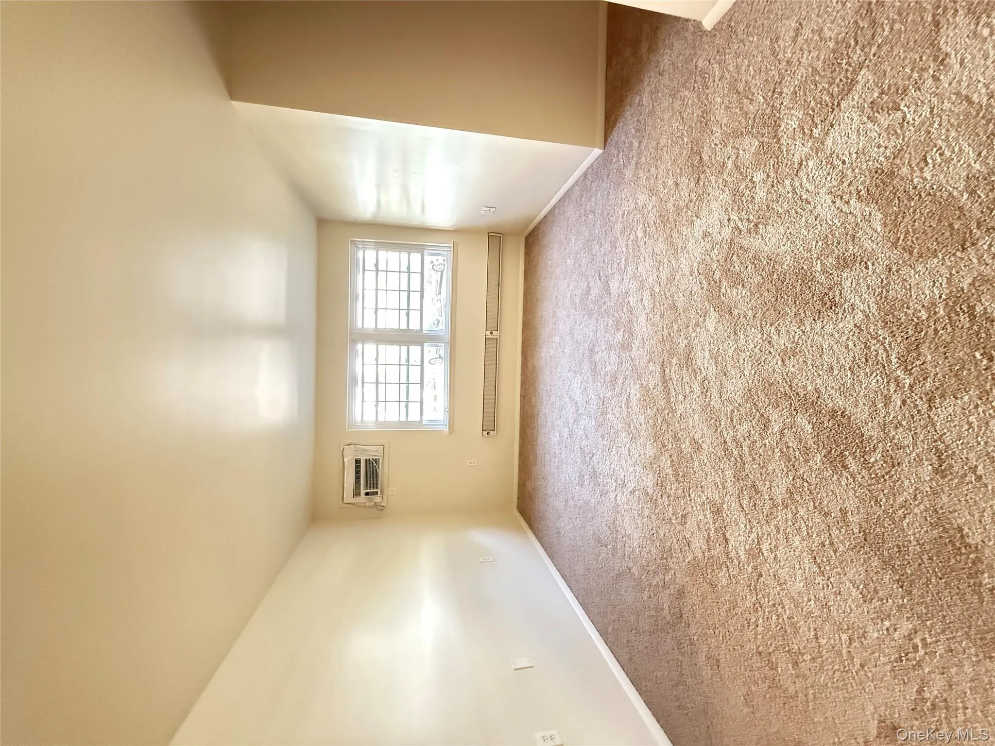 Unfurnished room featuring light colored carpet and a wall mounted AC Unfurnished room featuring light colored carpet and a wall mounted AC