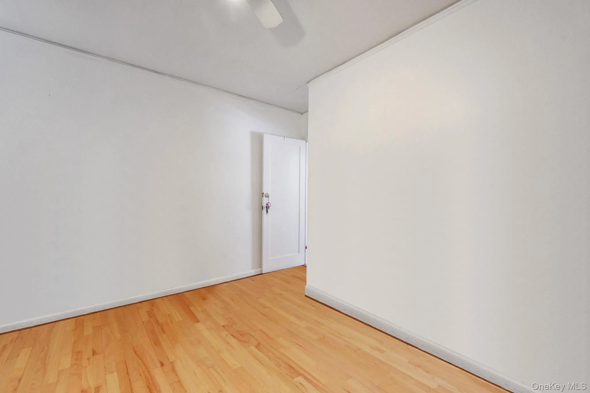 Unfurnished room with wood finished floors and ceiling fan Unfurnished room with wood finished floors and ceiling fan