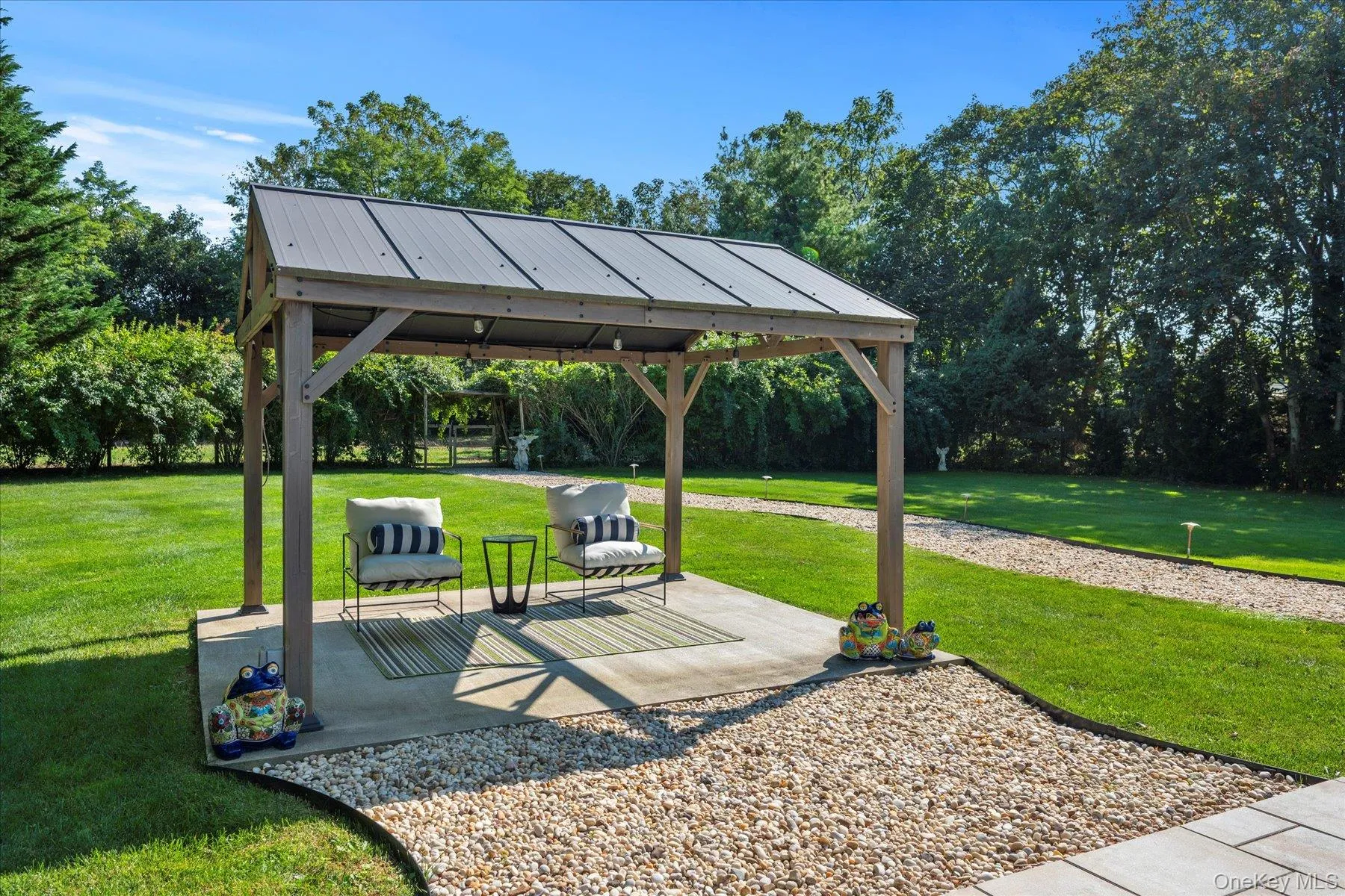 Covered seating by pool Covered seating by pool