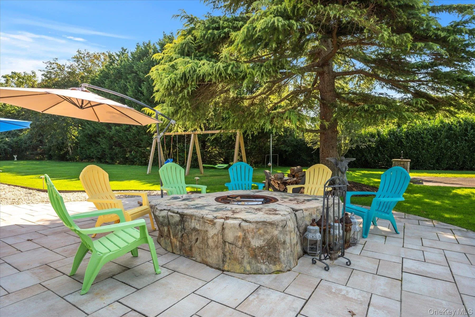 Firepit seating area, play area Firepit seating area, play area