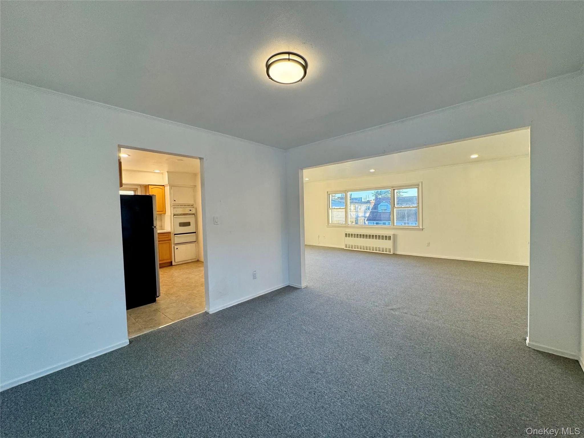 Unfurnished room with carpet and radiator heating unit Unfurnished room with carpet and radiator heating unit