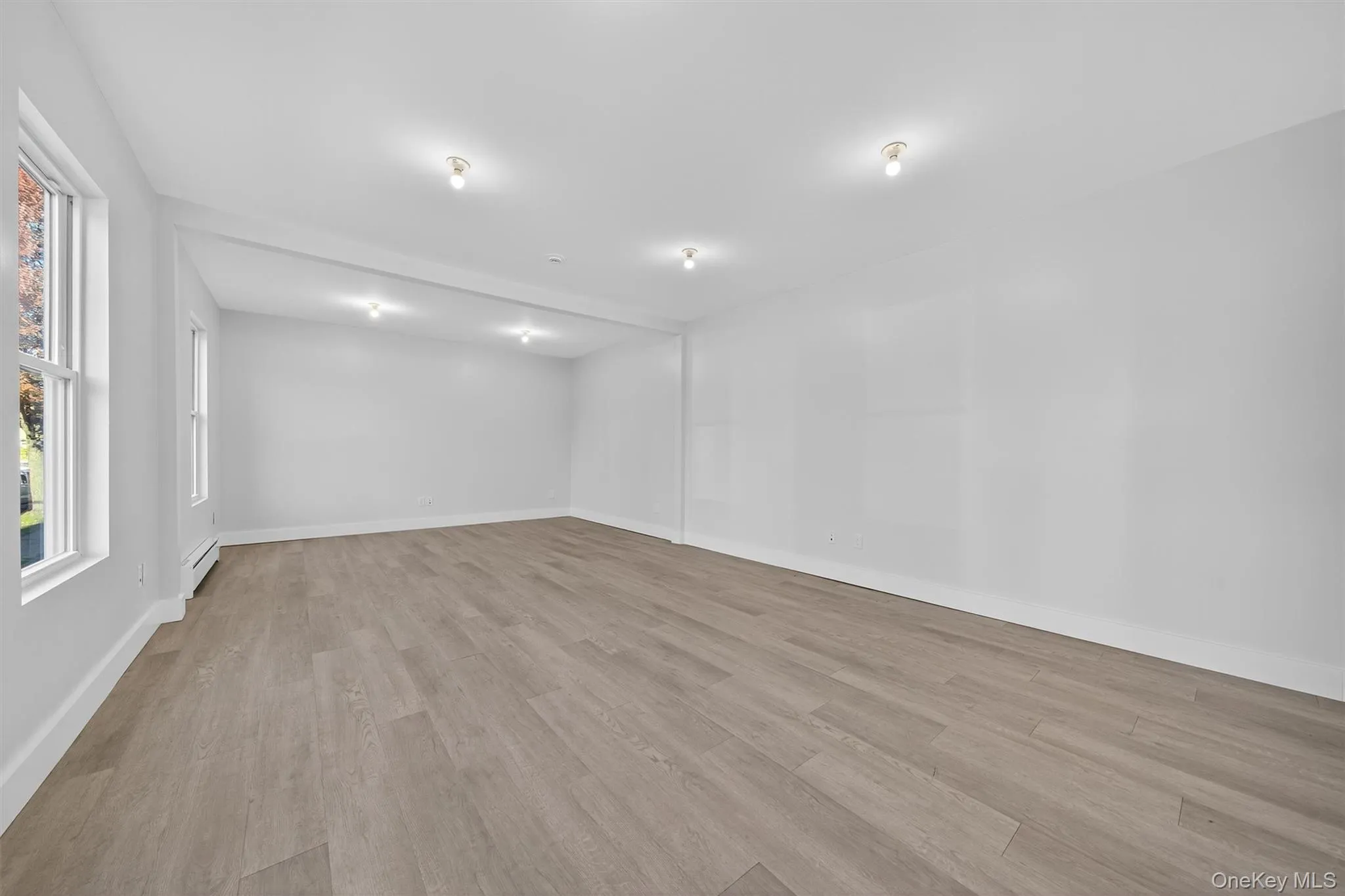 Spare room with light wood-style flooring and baseboard heating Spare room with light wood-style flooring and baseboard heating