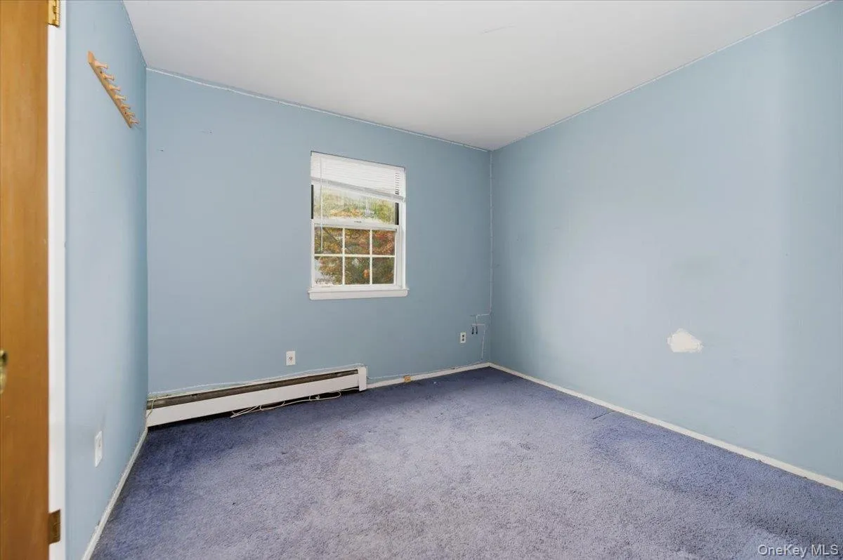 Carpeted empty room featuring baseboard heating and baseboards Carpeted empty room featuring baseboard heating and baseboards