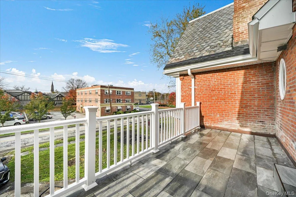 Balcony with a residential view Balcony with a residential view