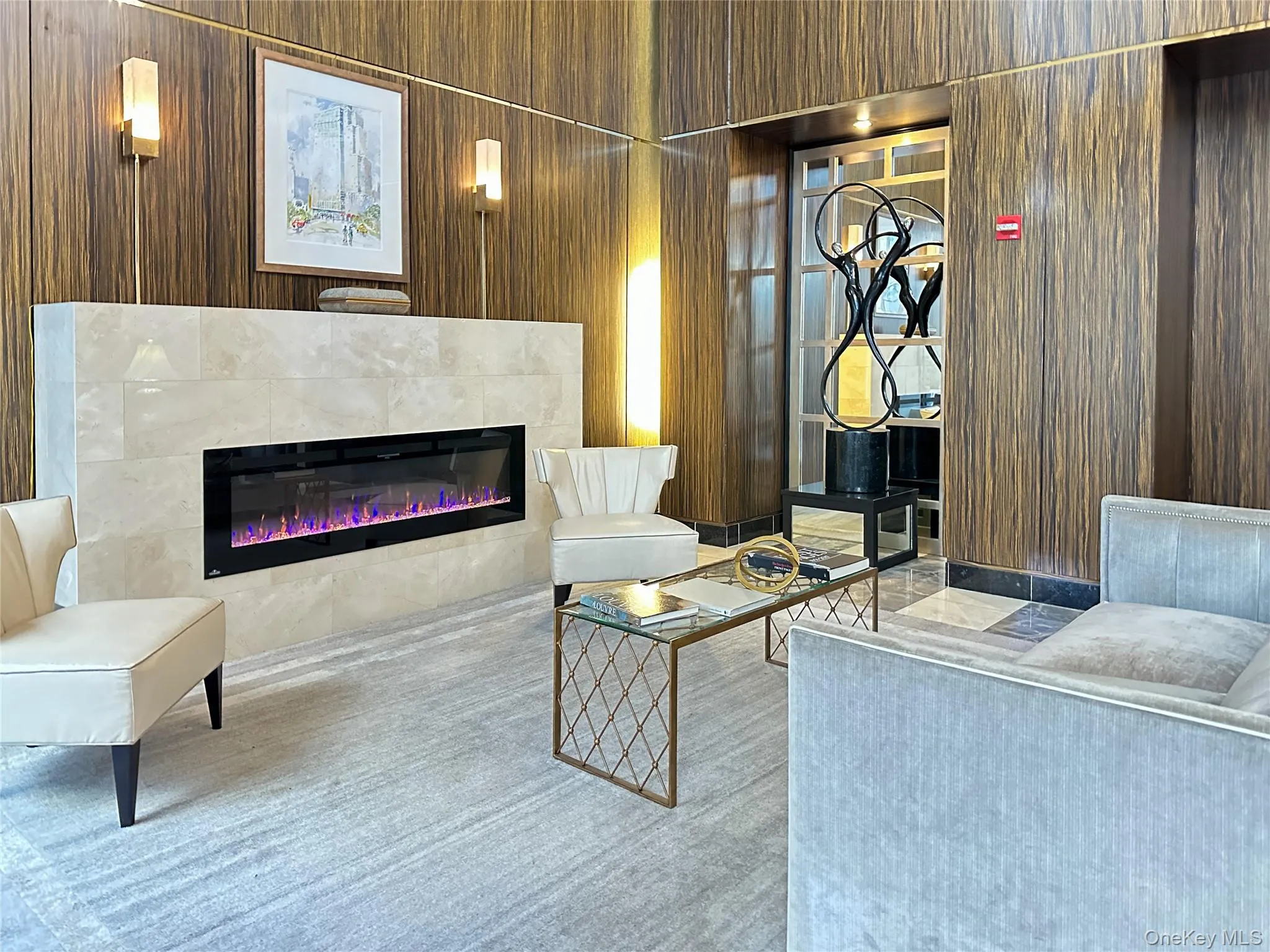 Community lobby featuring wooden walls Community lobby featuring wooden walls