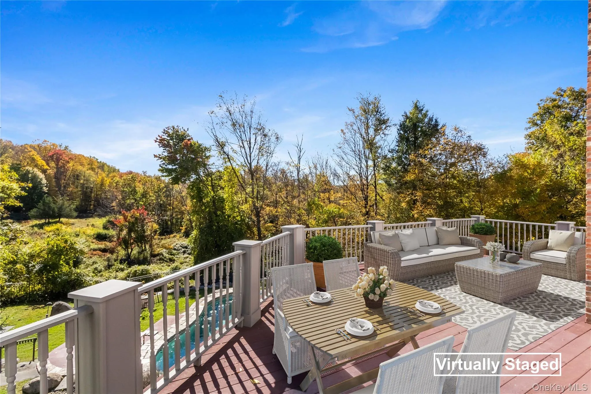 Deck featuring an outdoor hangout area virtually staged Deck featuring an outdoor hangout area virtually staged