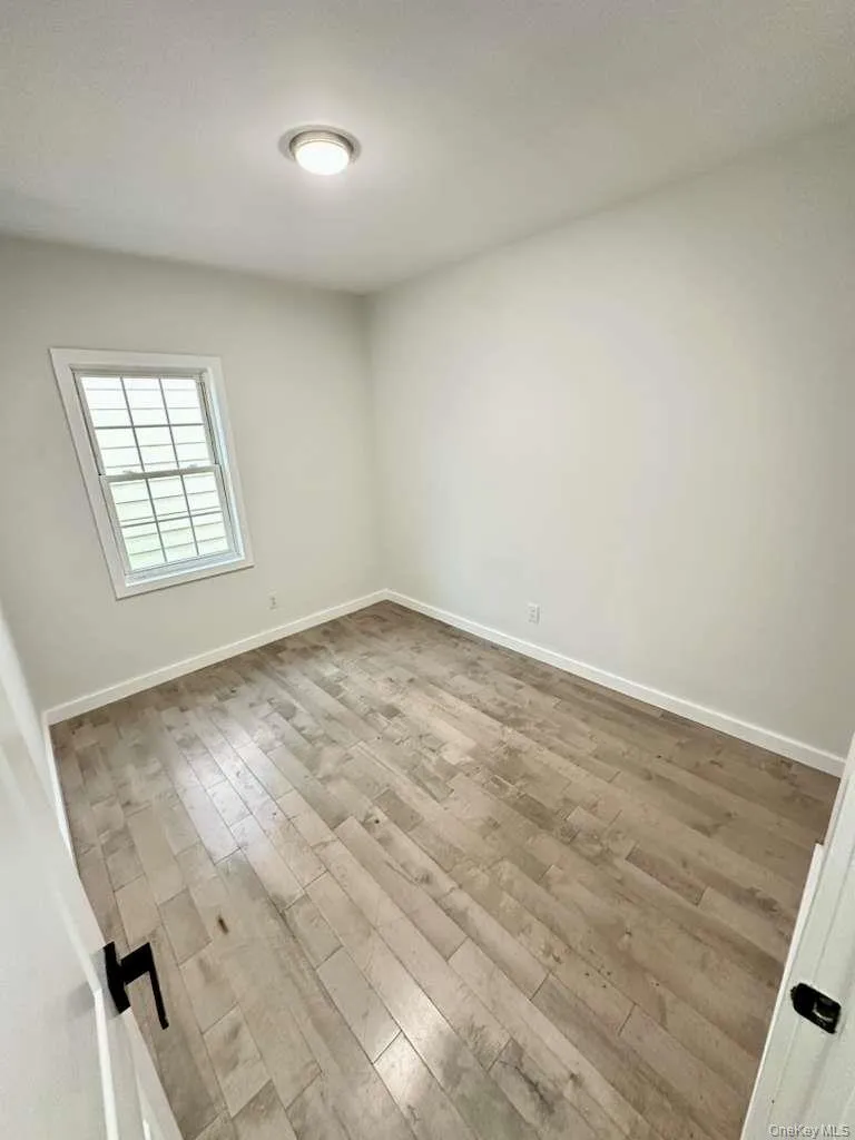 Empty room with baseboards and light wood-style floors Empty room with baseboards and light wood-style floors