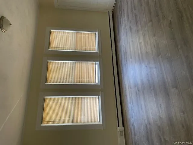 Unfurnished room featuring a baseboard radiator and wood finished floors Unfurnished room featuring a baseboard radiator and wood finished floors