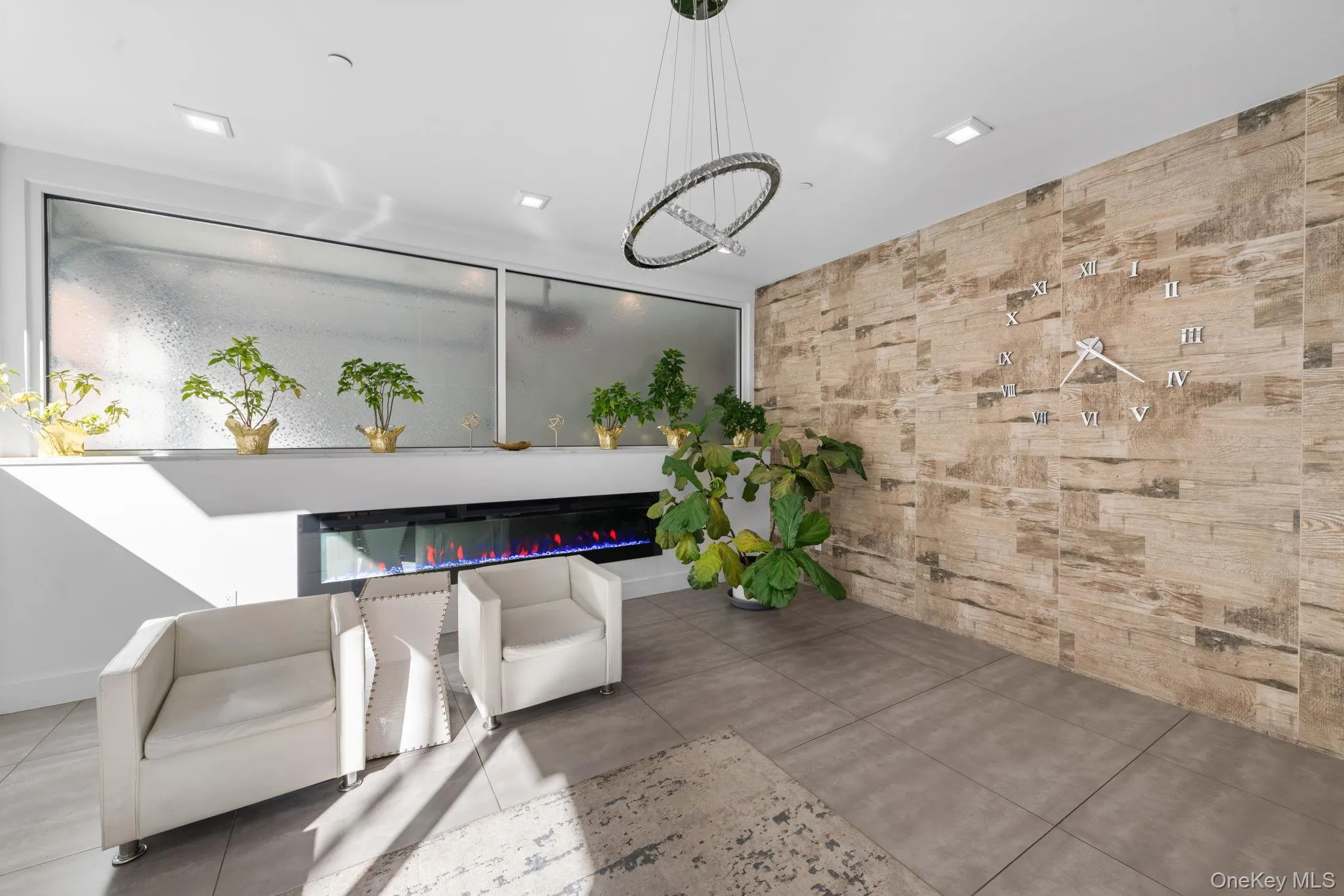 Community lobby featuring wooden walls Community lobby featuring wooden walls