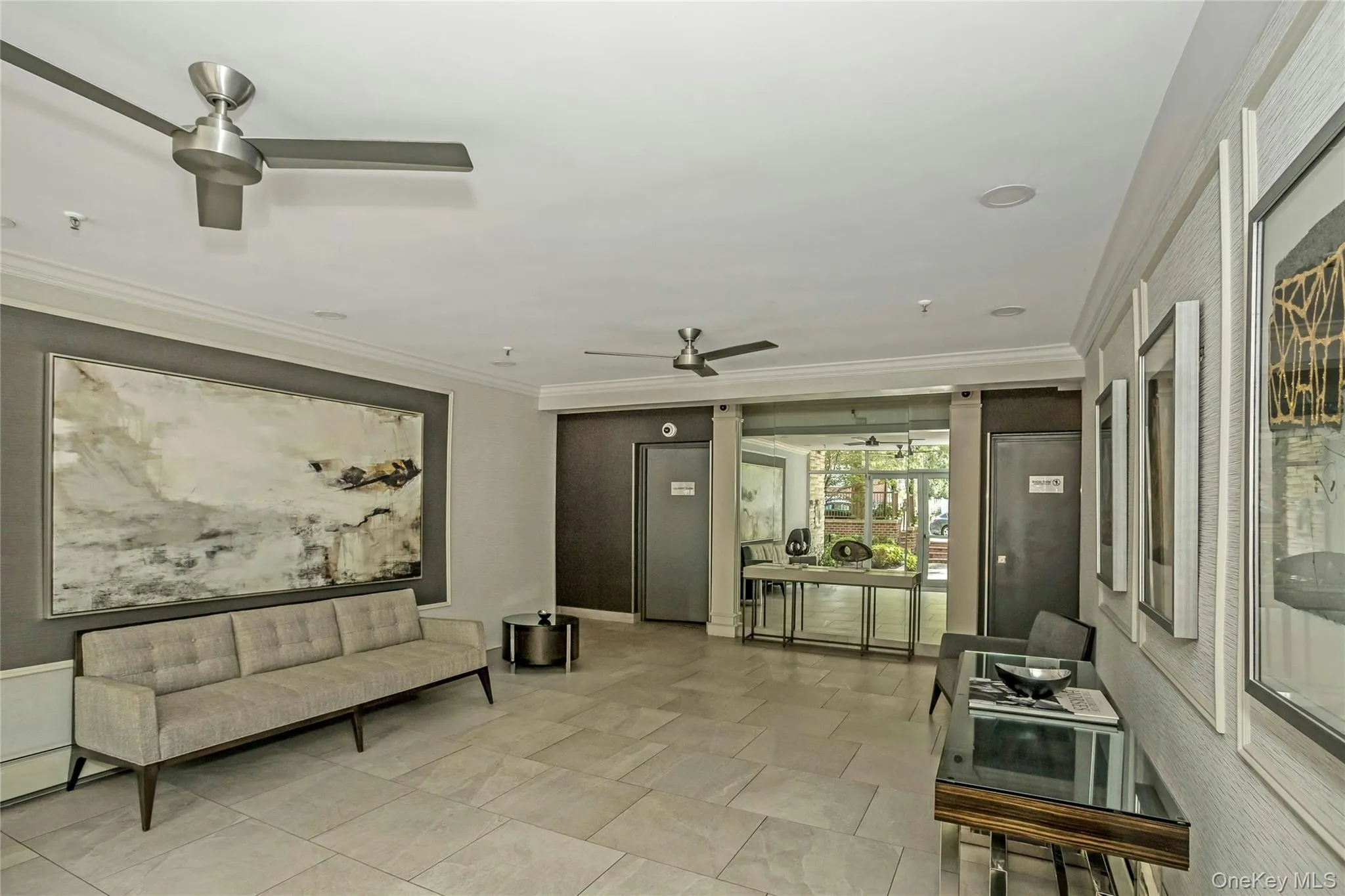 Community lobby with ornamental molding Community lobby with ornamental molding