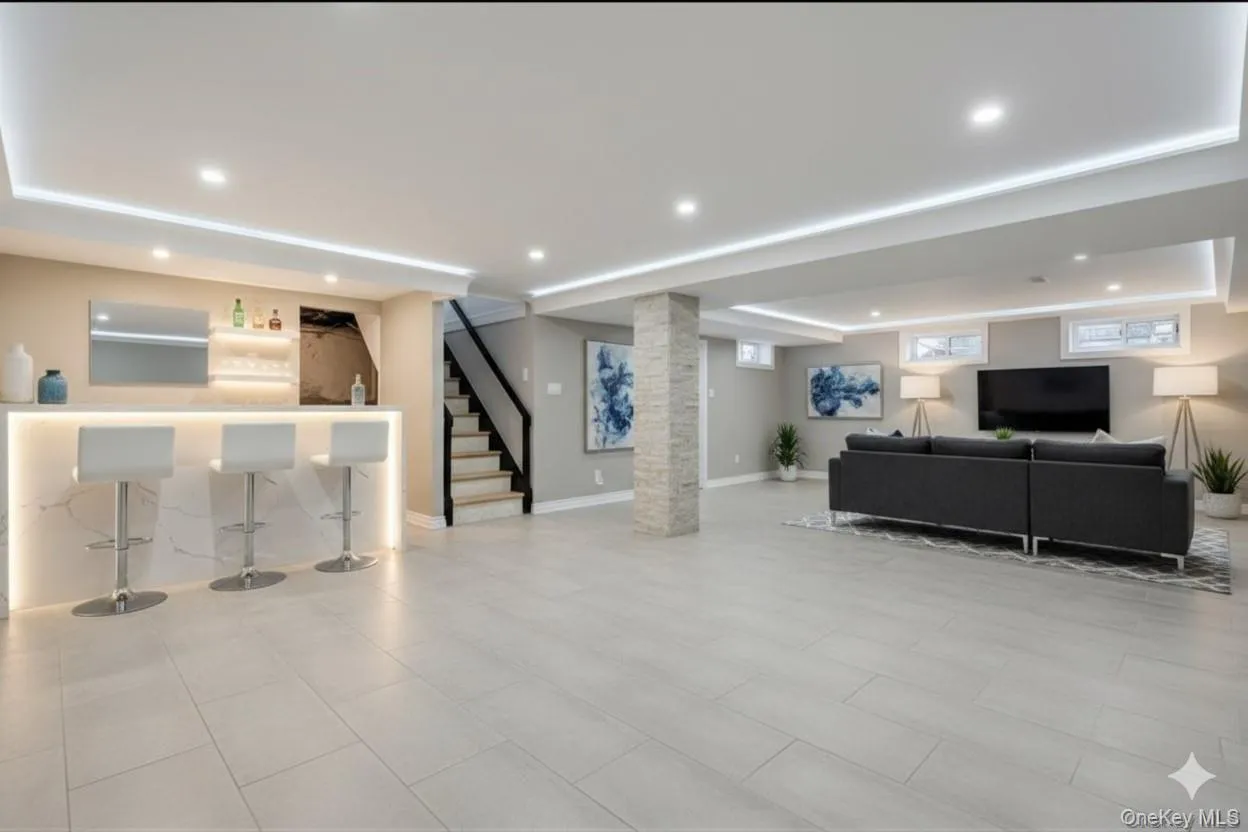 Virtually staged basement. Virtually staged basement.