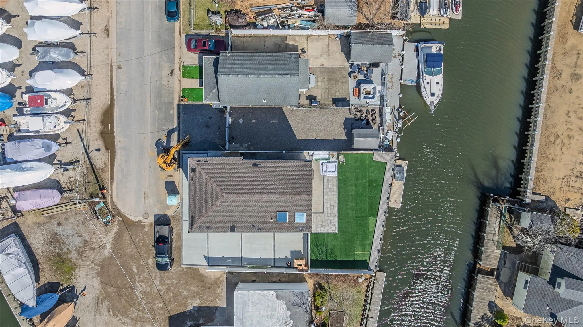 Bird's eye view of a nearby body of water Bird's eye view of a nearby body of water