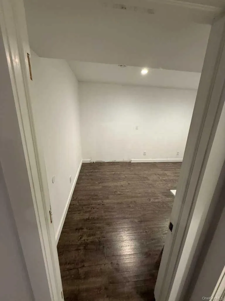 Unfurnished room featuring dark wood-style floors and recessed lighting Unfurnished room featuring dark wood-style floors and recessed lighting