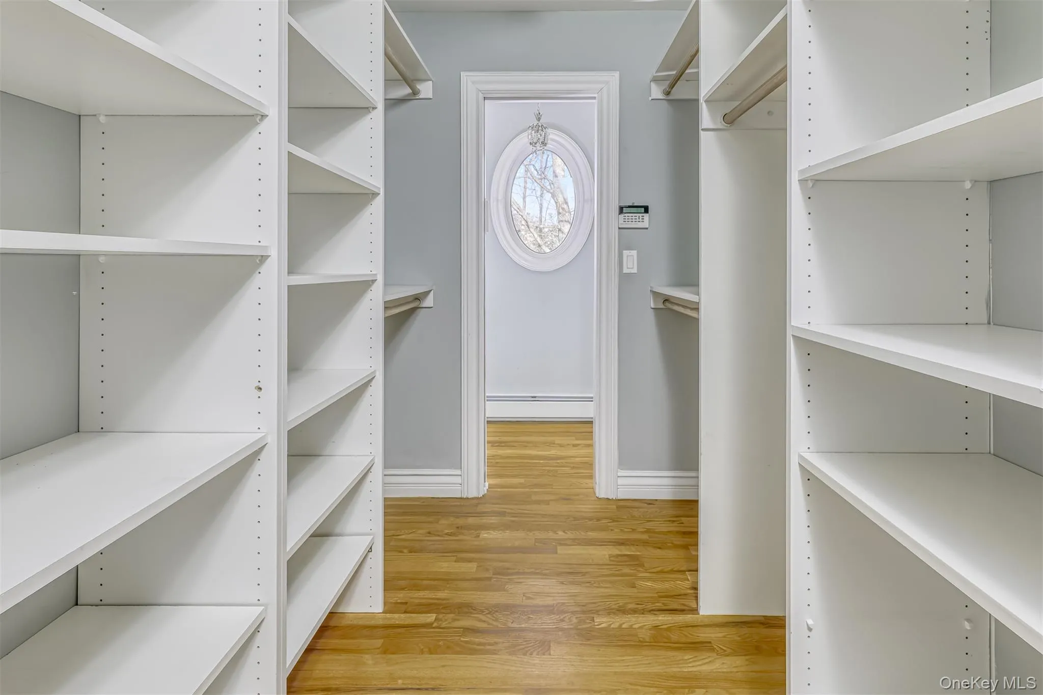 Walk in closet featuring light wood finished floors and a baseboard radiator Walk in closet featuring light wood finished floors and a baseboard radiator