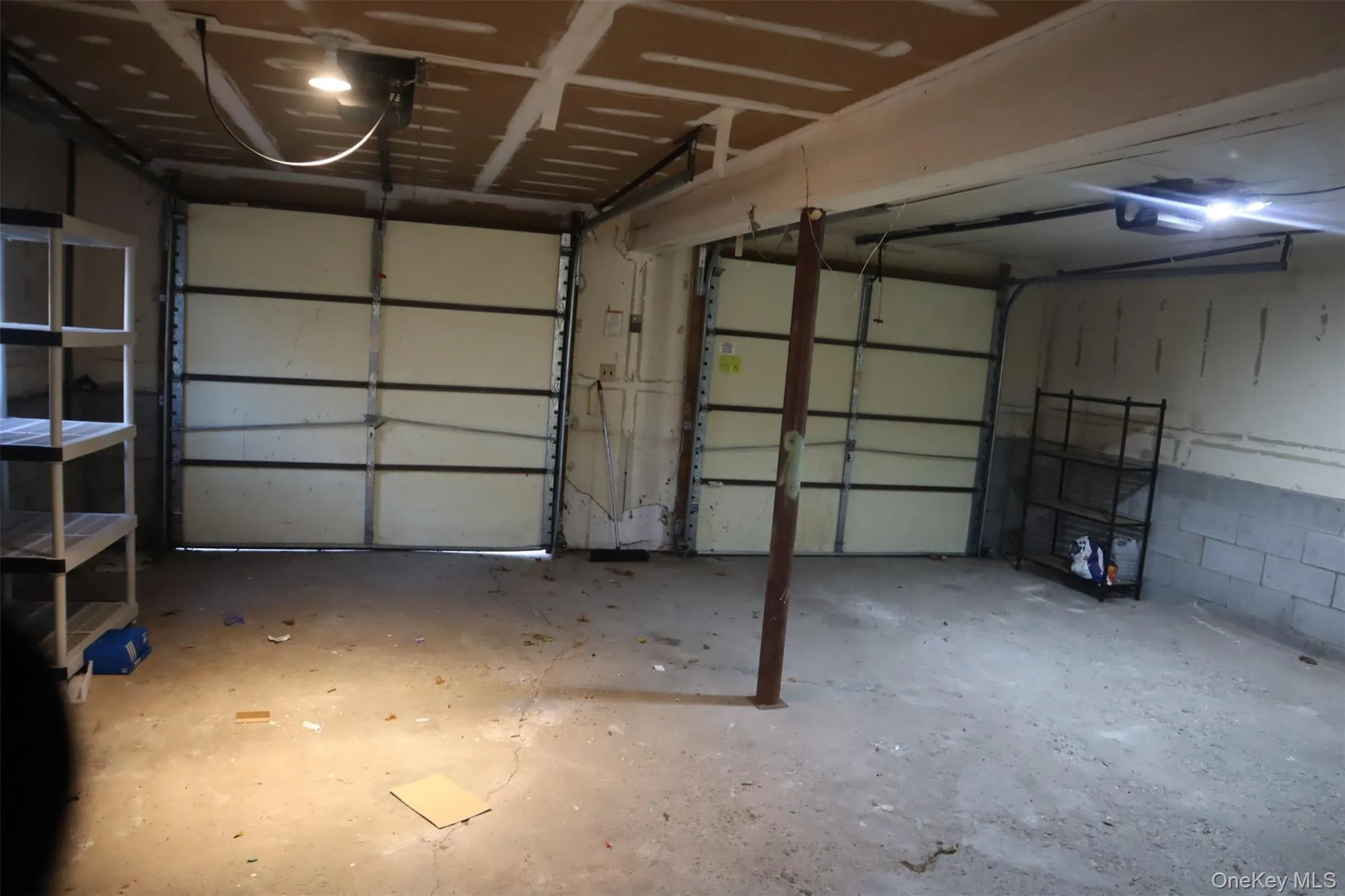 Garage with concrete block wall Garage with concrete block wall