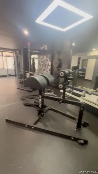 Exercise room with finished concrete flooring Exercise room with finished concrete flooring