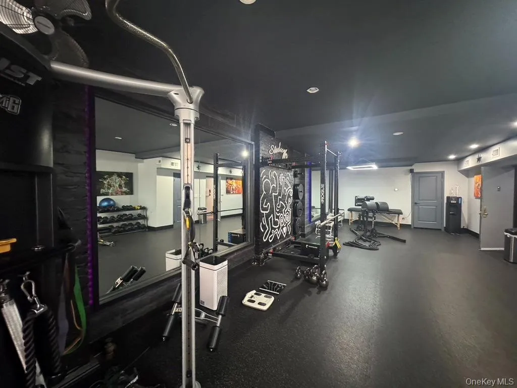 Exercise room with recessed lighting Exercise room with recessed lighting