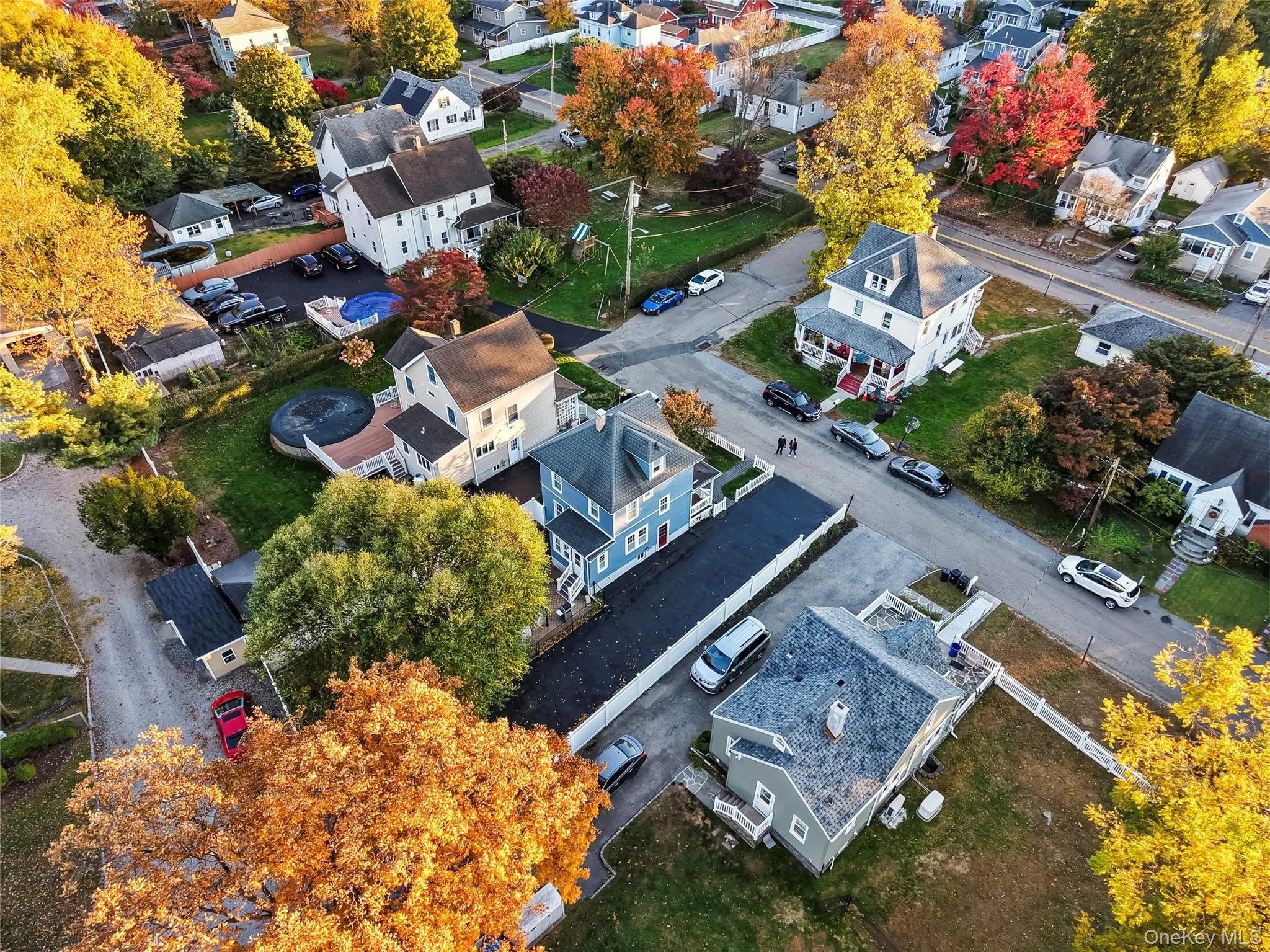 Aerial perspective of suburban area Aerial perspective of suburban area