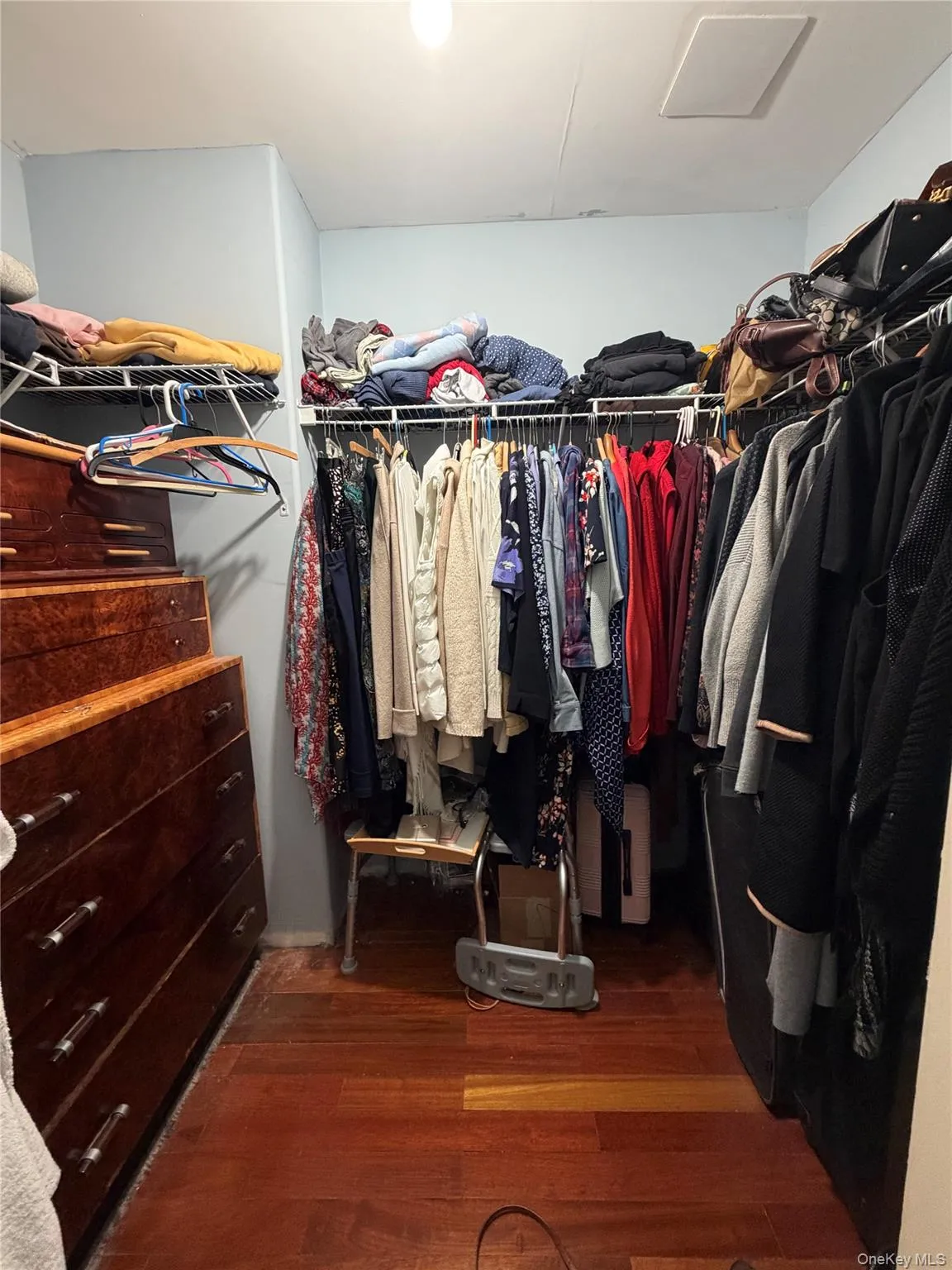 Spacious closet with dark wood-style flooring Spacious closet with dark wood-style flooring