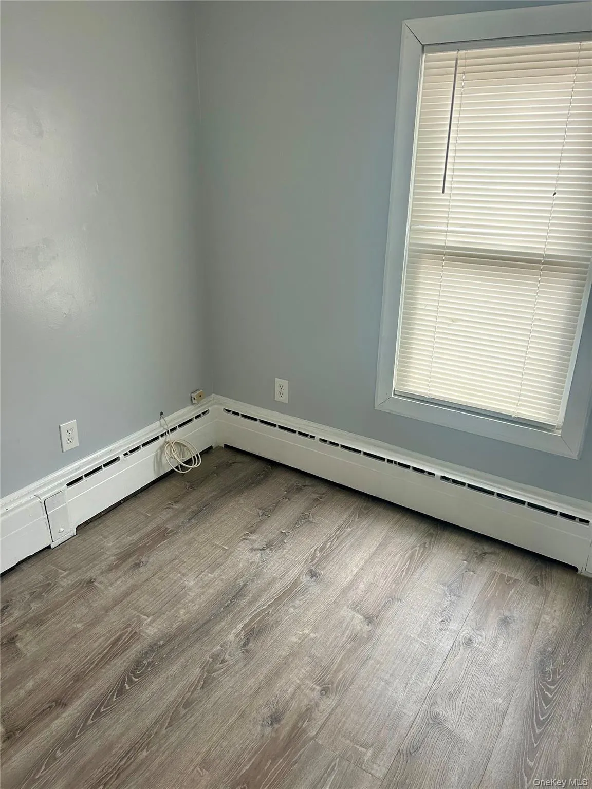 Spare room with a baseboard radiator and light wood-type flooring Spare room with a baseboard radiator and light wood-type flooring