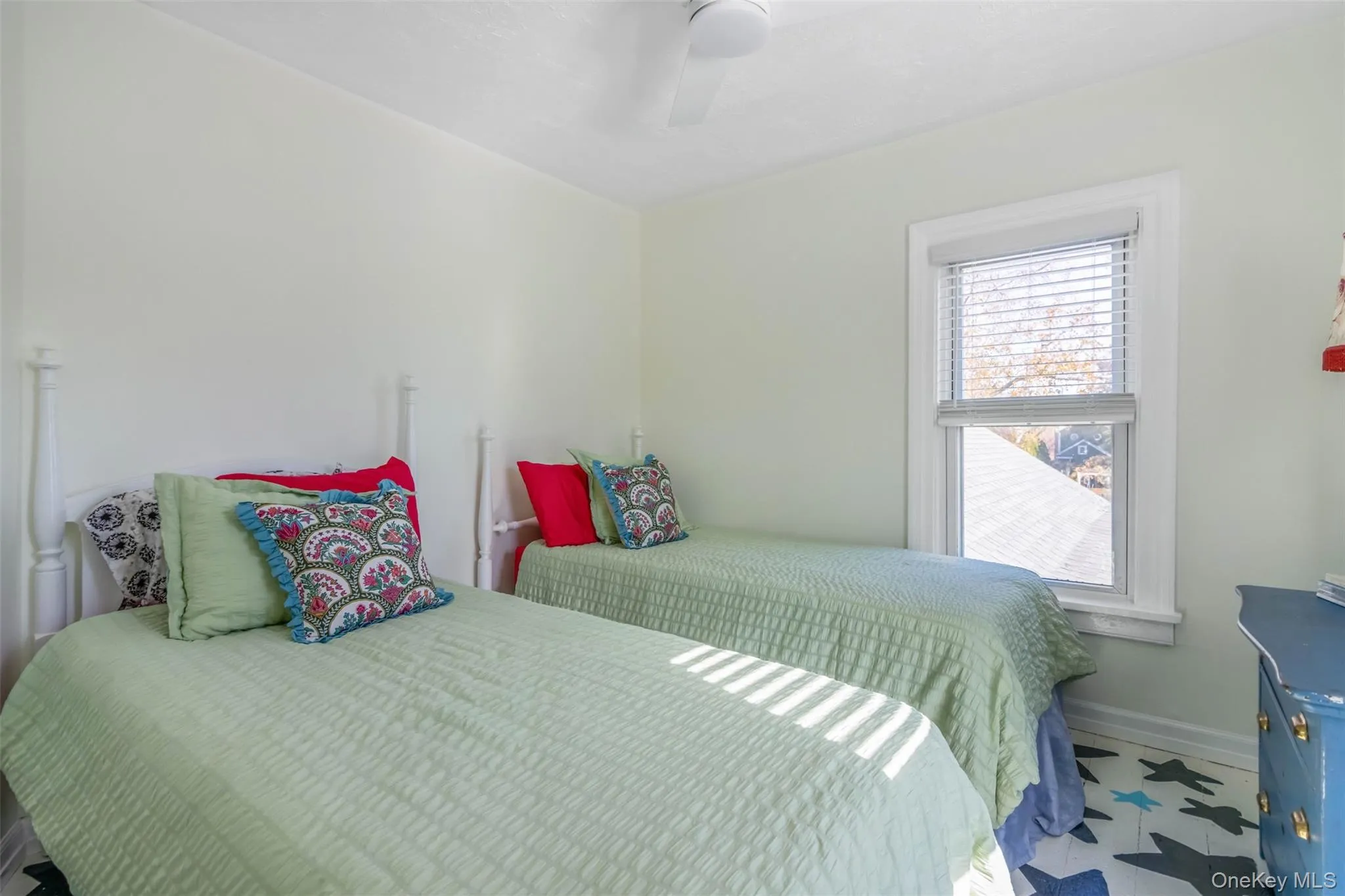 Bedroom with baseboards and ceiling fan Bedroom with baseboards and ceiling fan