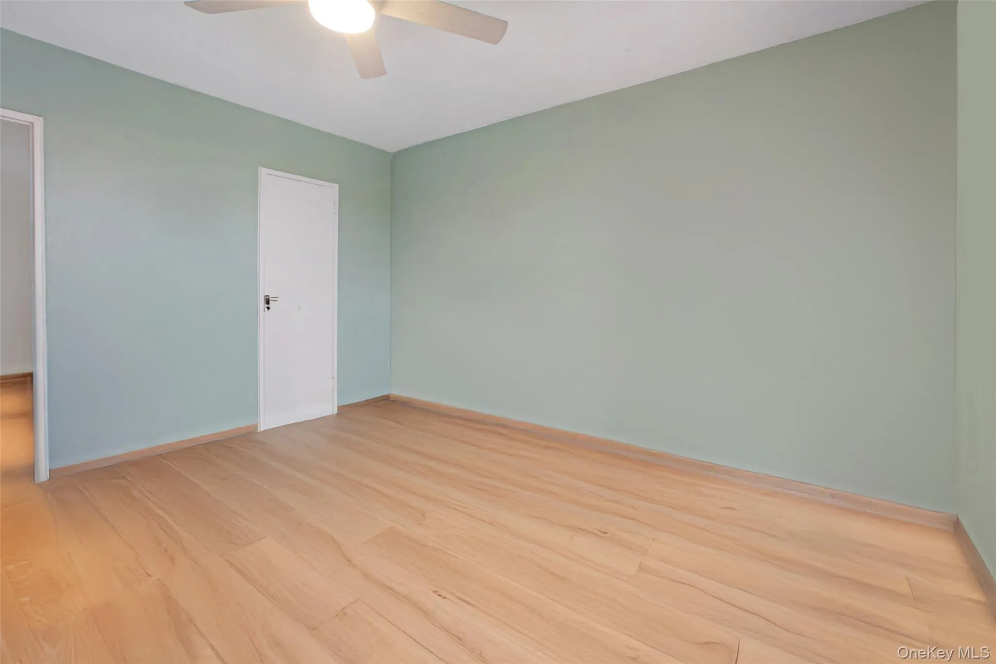 Unfurnished room featuring light wood-style floors and ceiling fan Unfurnished room featuring light wood-style floors and ceiling fan