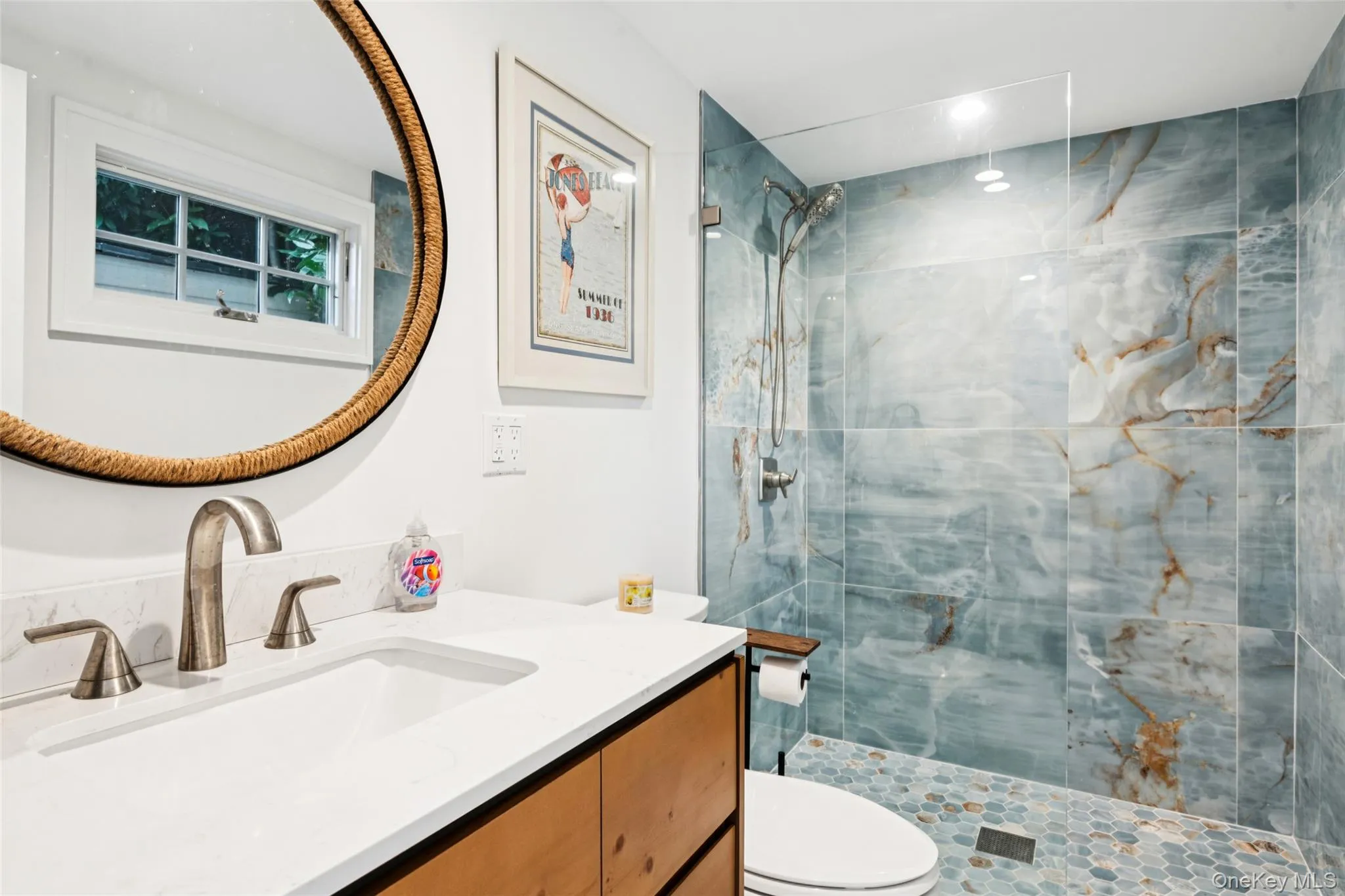 Bathroom with vanity and a walk in shower Bathroom with vanity and a walk in shower