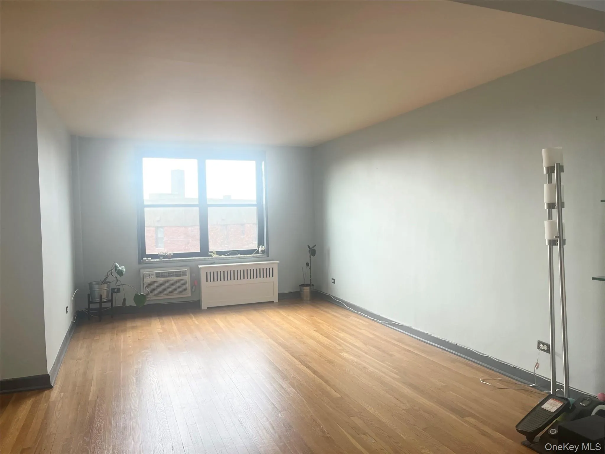 Unfurnished room with radiator and light wood-style flooring Unfurnished room with radiator and light wood-style flooring