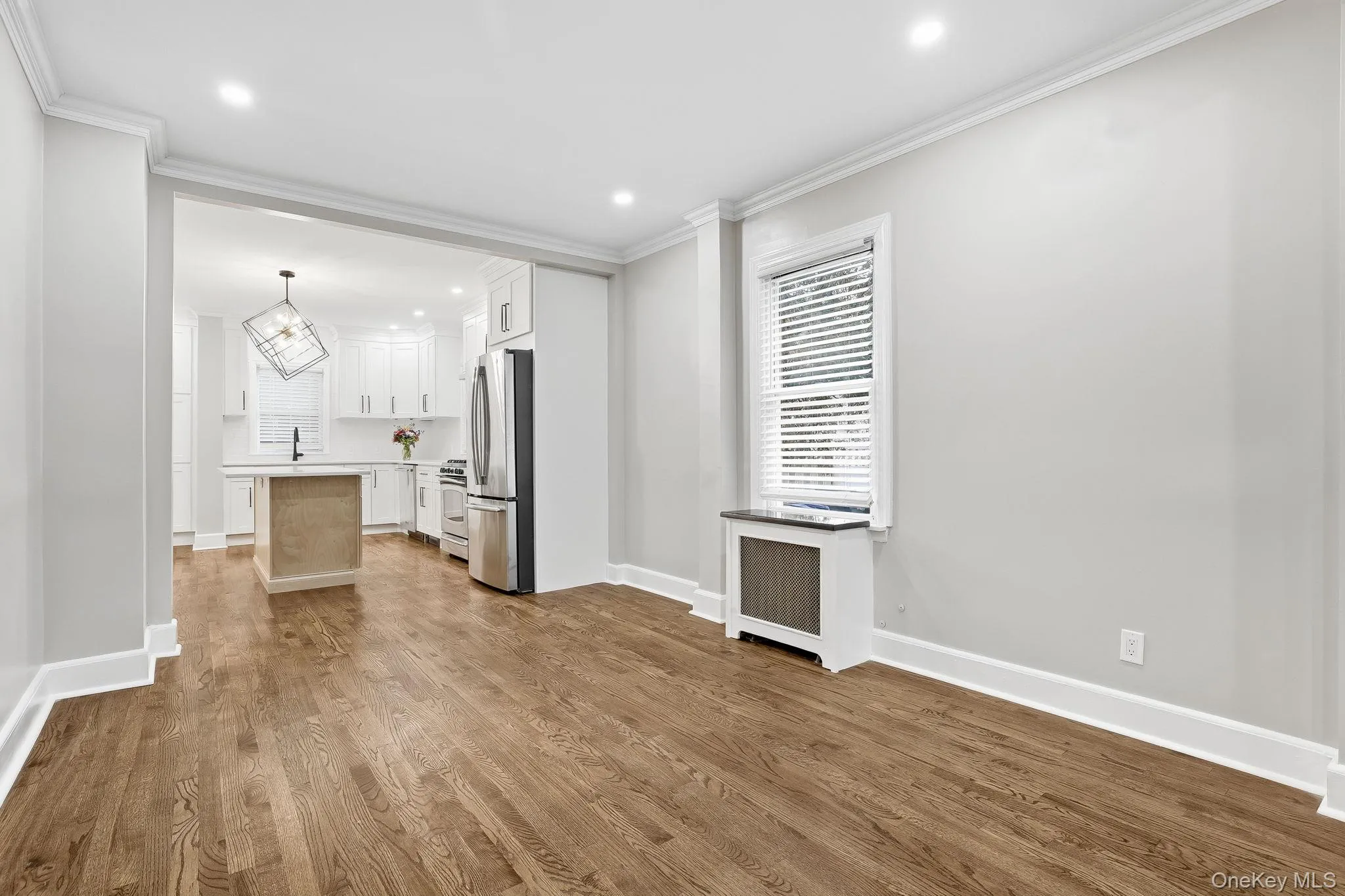 There is a good- sized dining area that would easily accommodate a table for 6 or more There is a good- sized dining area that would easily accommodate a table for 6 or more