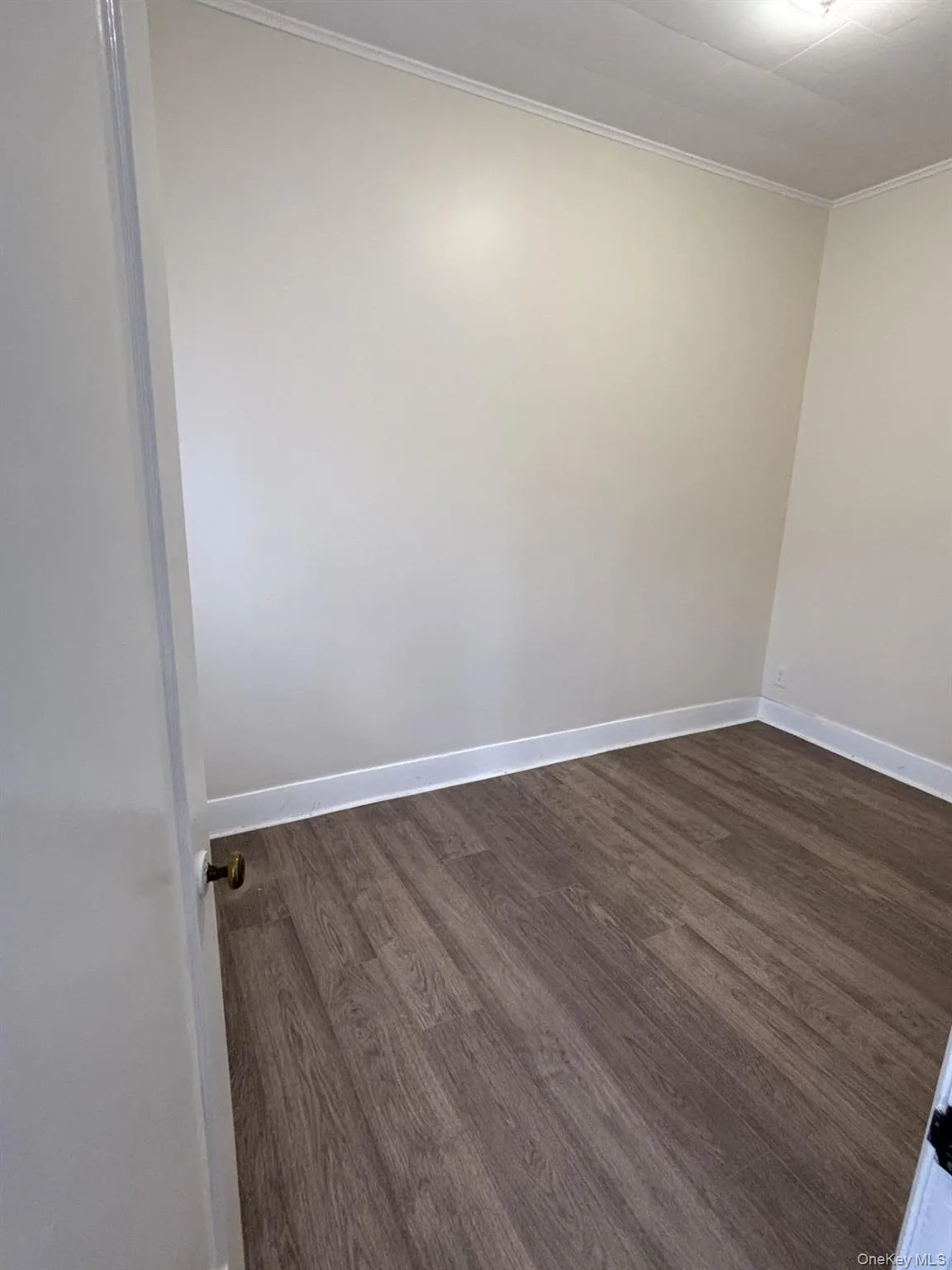 Spare room with dark wood finished floors and ornamental molding Spare room with dark wood finished floors and ornamental molding