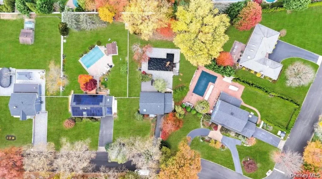 Aerial perspective of suburban area Aerial perspective of suburban area