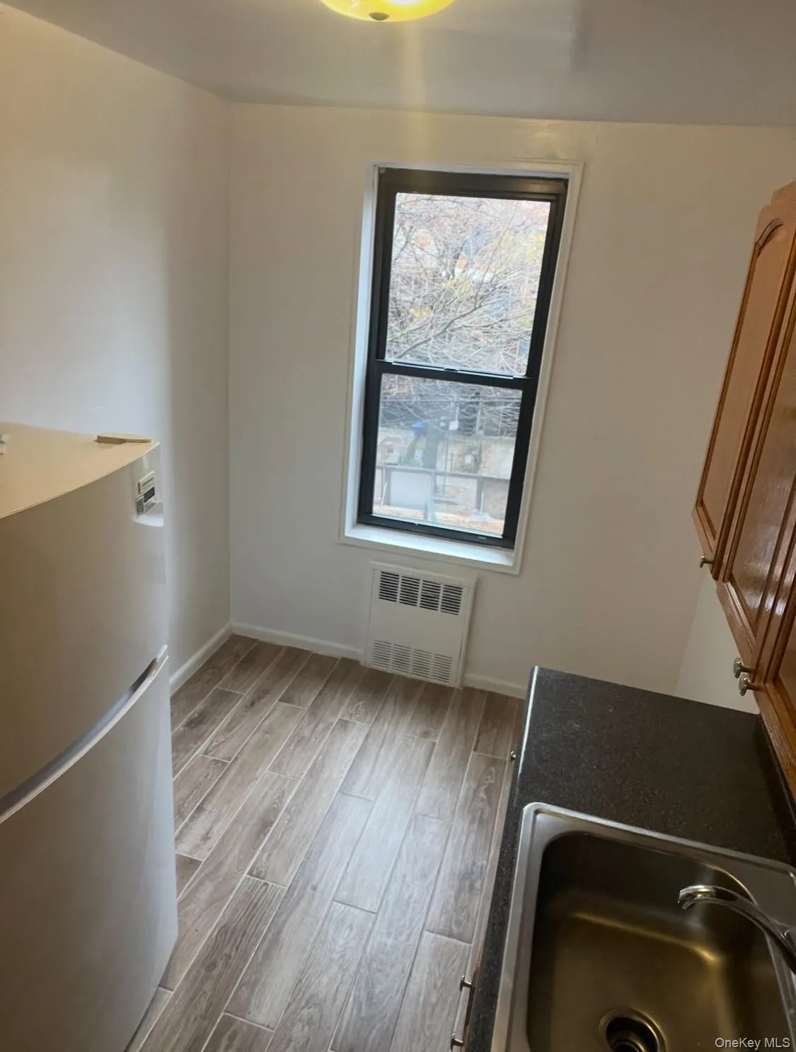 Washroom featuring light wood-style floors and radiator Washroom featuring light wood-style floors and radiator