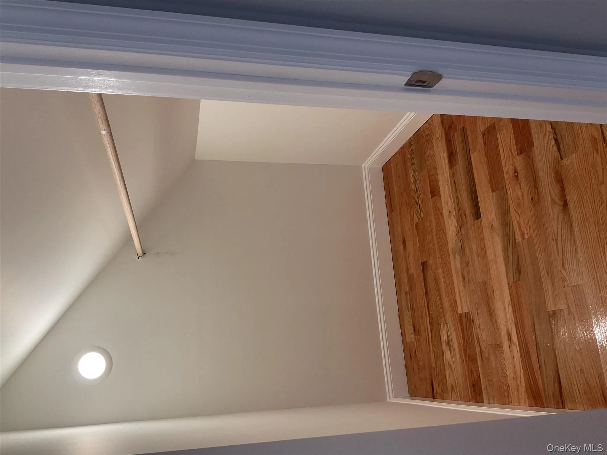 Walk in closet with light wood-style floors and vaulted ceiling Walk in closet with light wood-style floors and vaulted ceiling