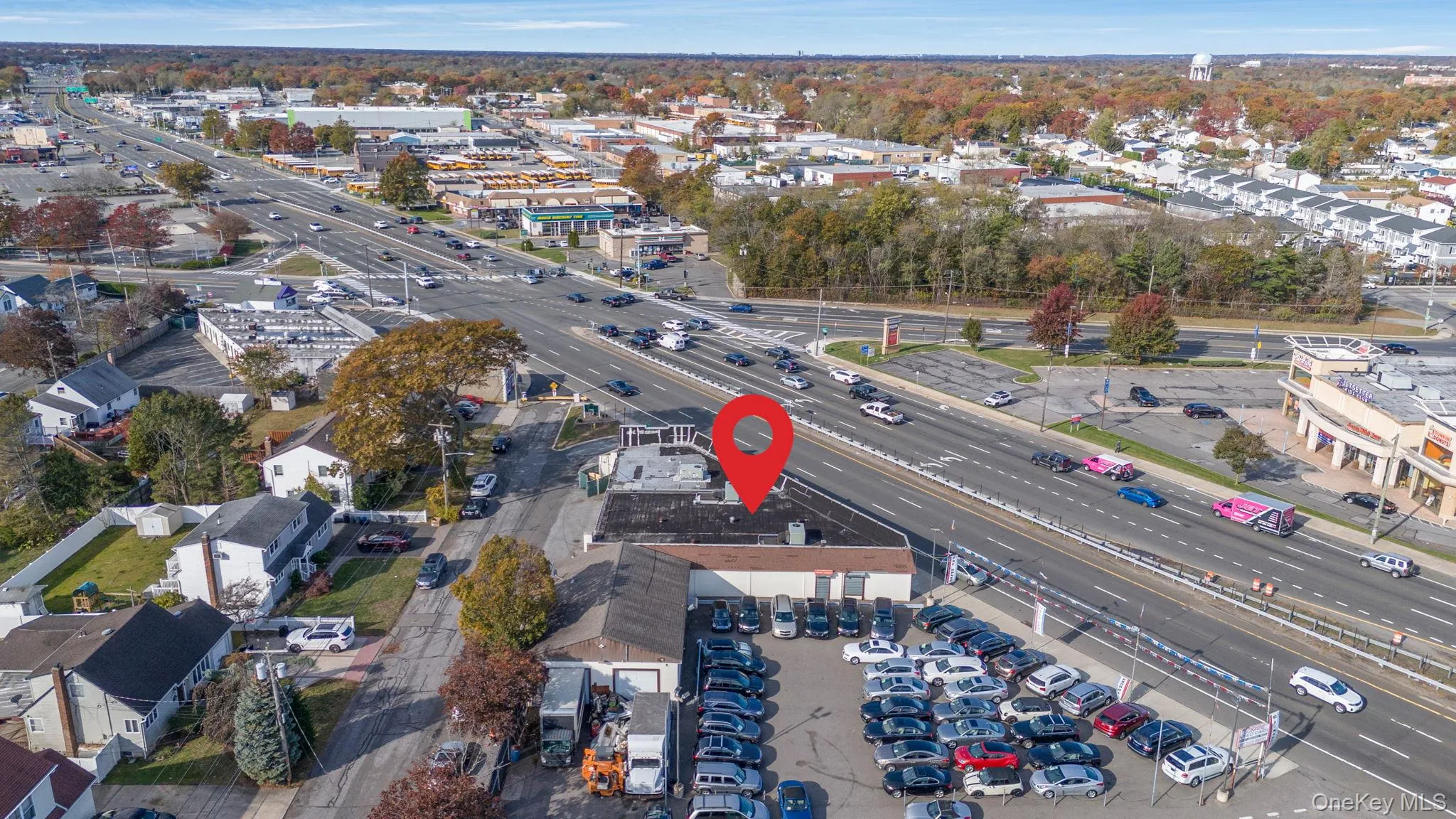 Aerial view of property's location with a highway Aerial view of property's location with a highway