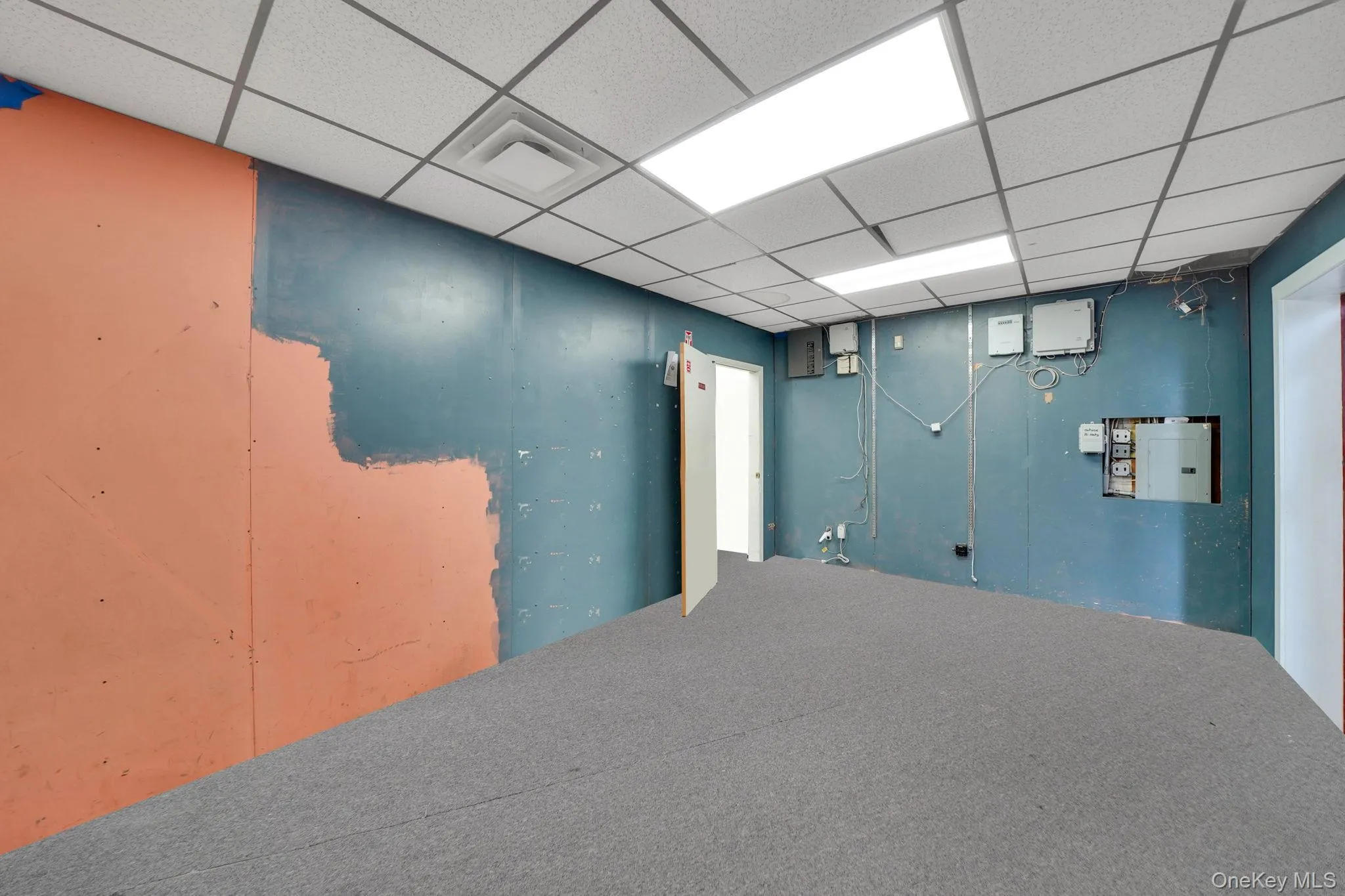 Finished below grade area with a paneled ceiling Finished below grade area with a paneled ceiling