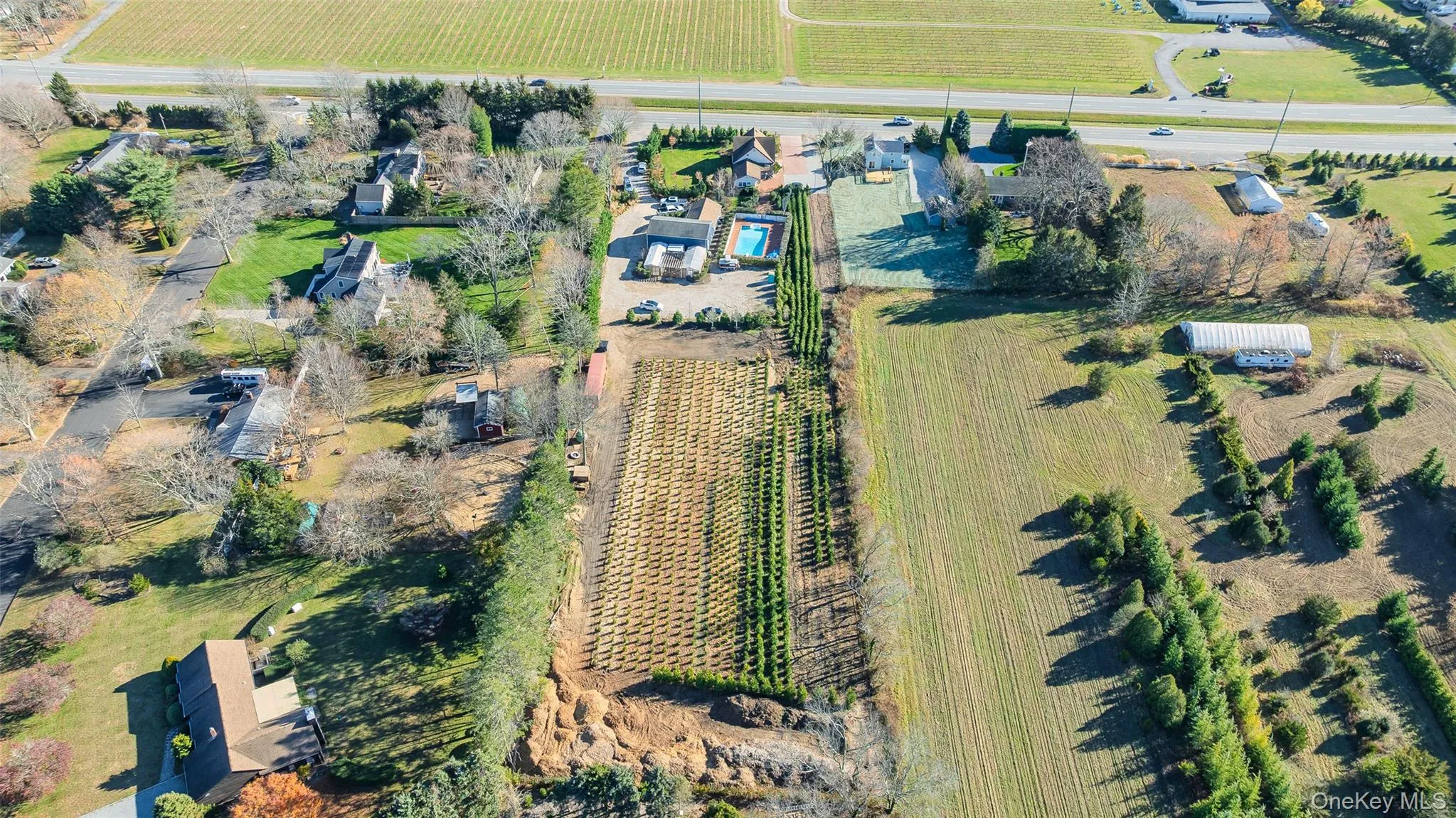 Aerial overview of property's location featuring extensive farmland and rural landscape Aerial overview of property's location featuring extensive farmland and rural landscape